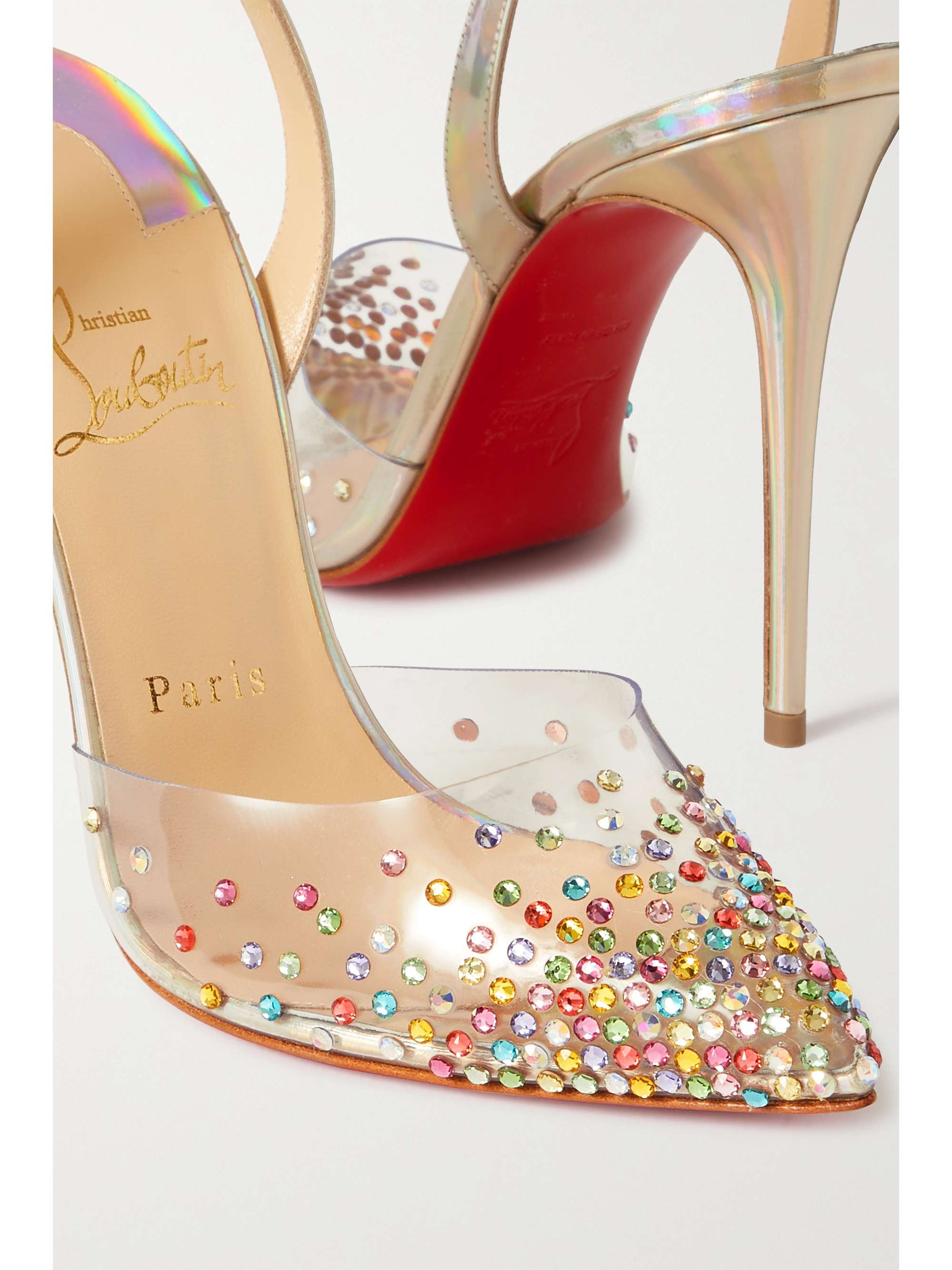 christian louboutin degrastrassita embellished pvc & leather pumps