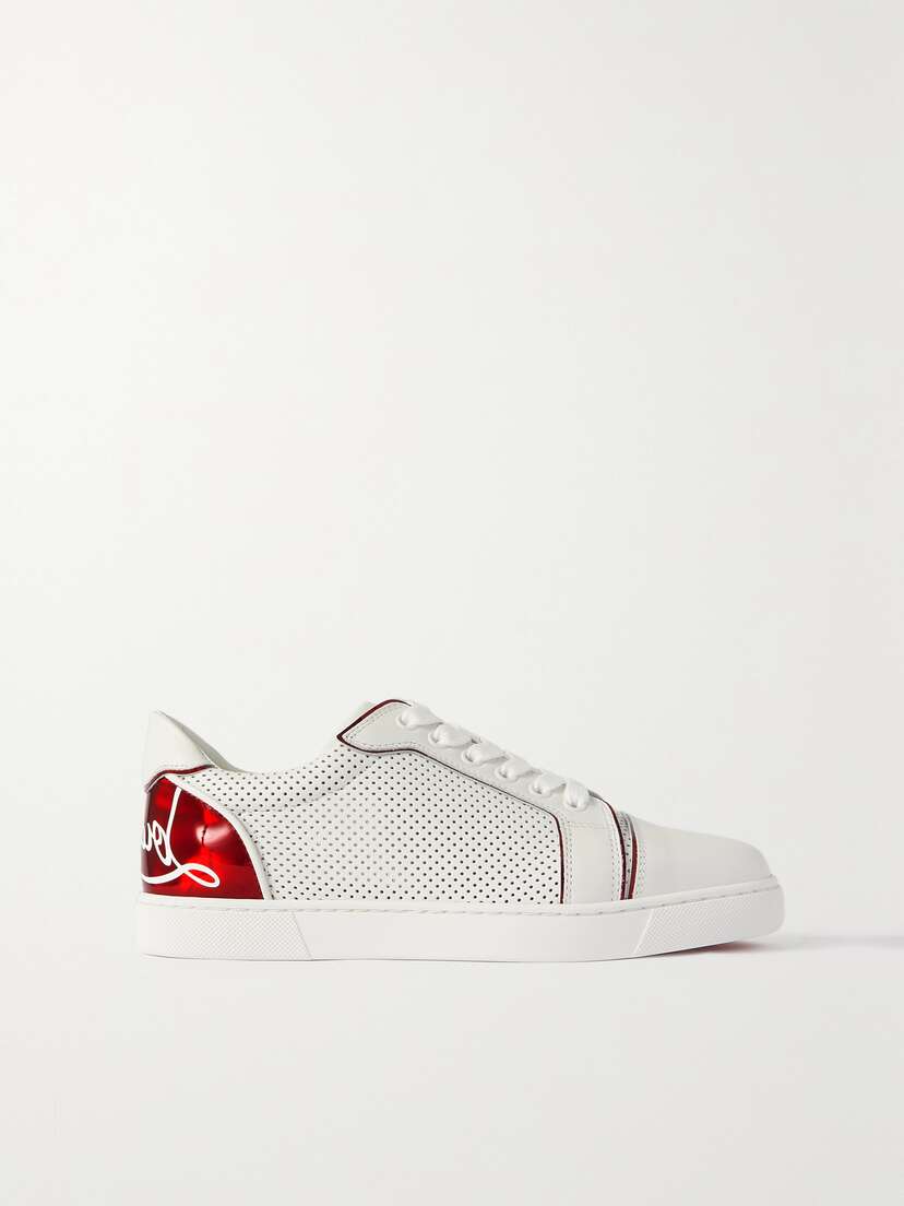 Christian Louboutin Fun Vieira Printed Pvc-trimmed Perforated Leather Sneakers