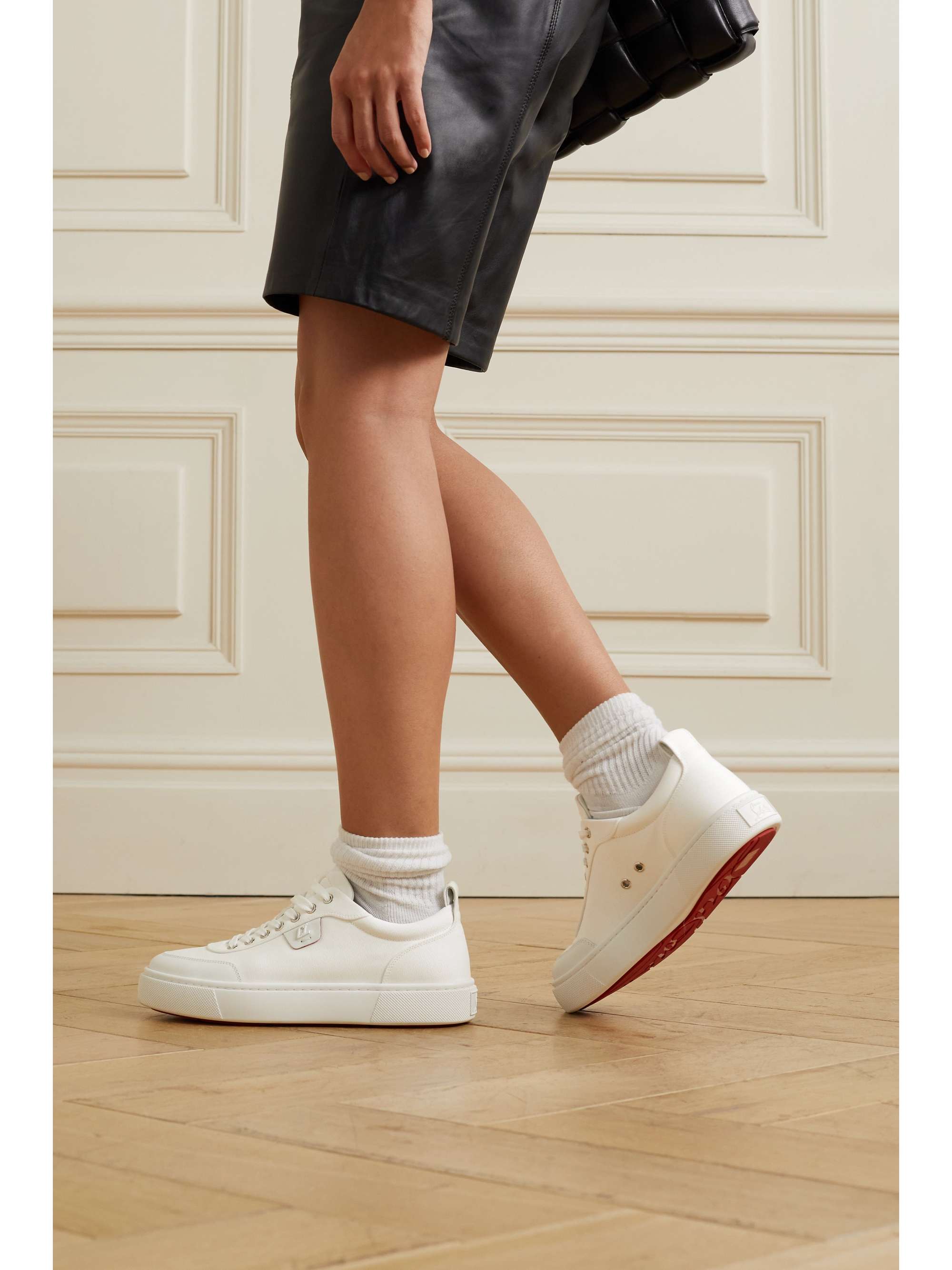 CHRISTIAN LOUBOUTIN Simplerui logo-detailed leather-trimmed canvas sneakers