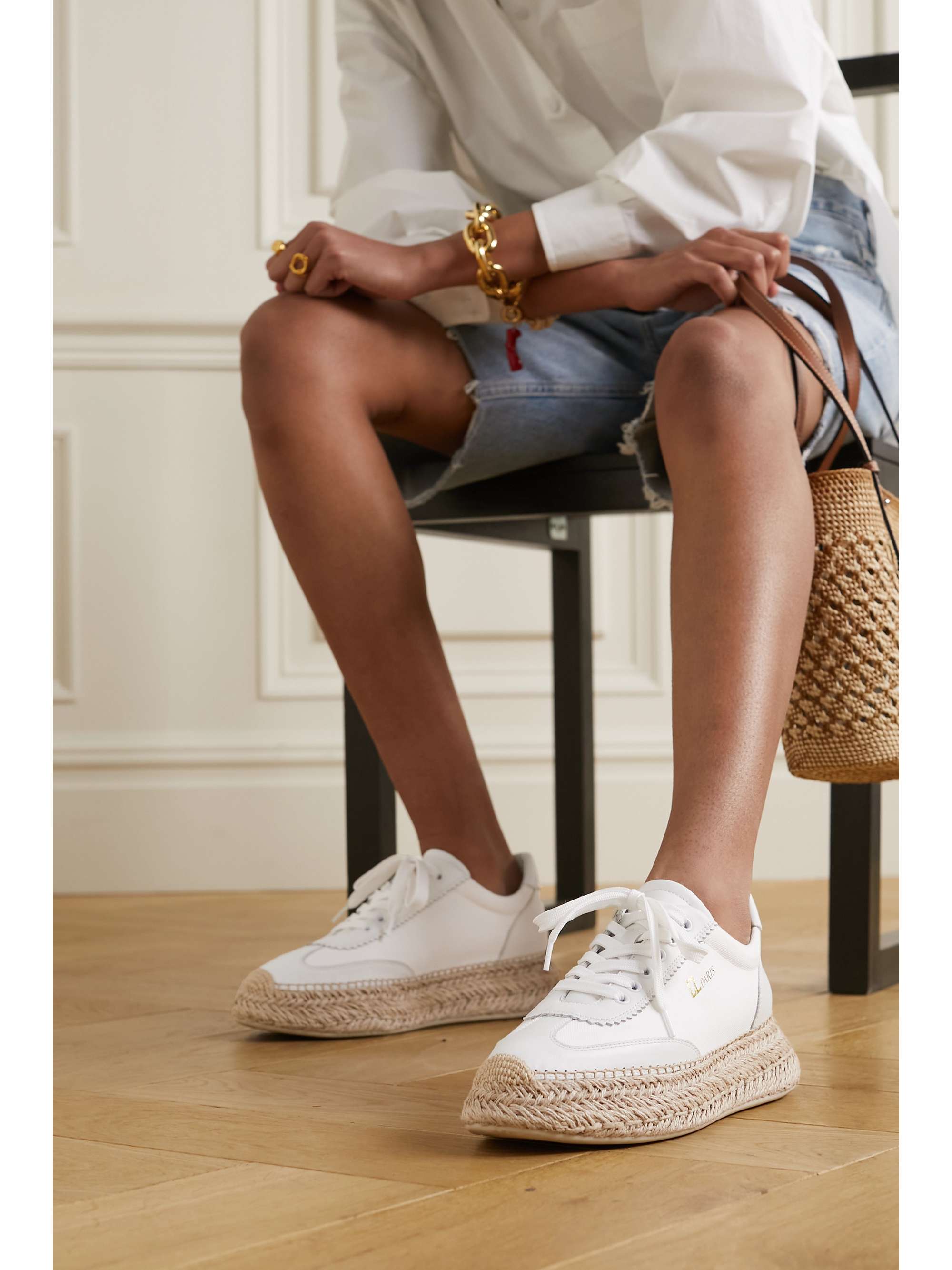 White leather espadrille