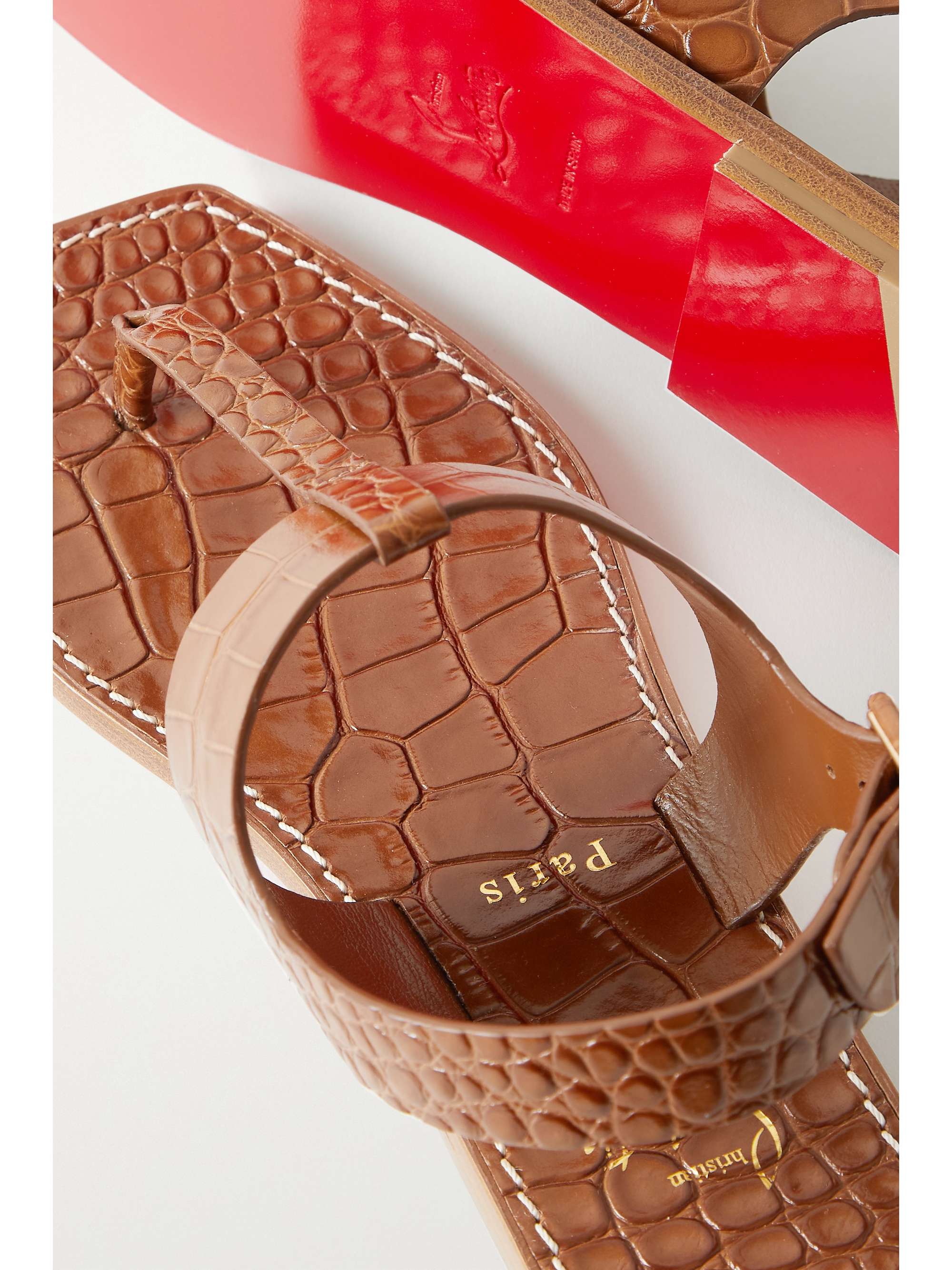 Logo Leather Slides in Brown - Christian Louboutin