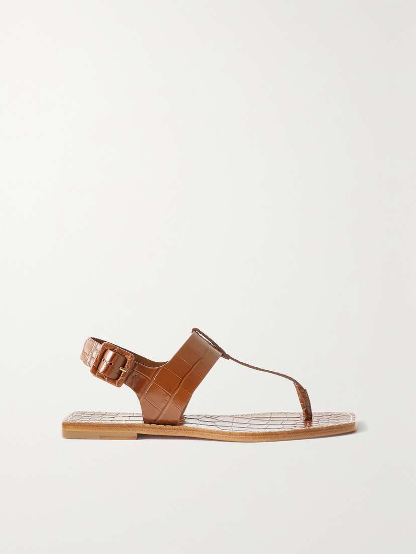 Christian Louboutin Cubongo Croc-effect Leather Slingback Sandals