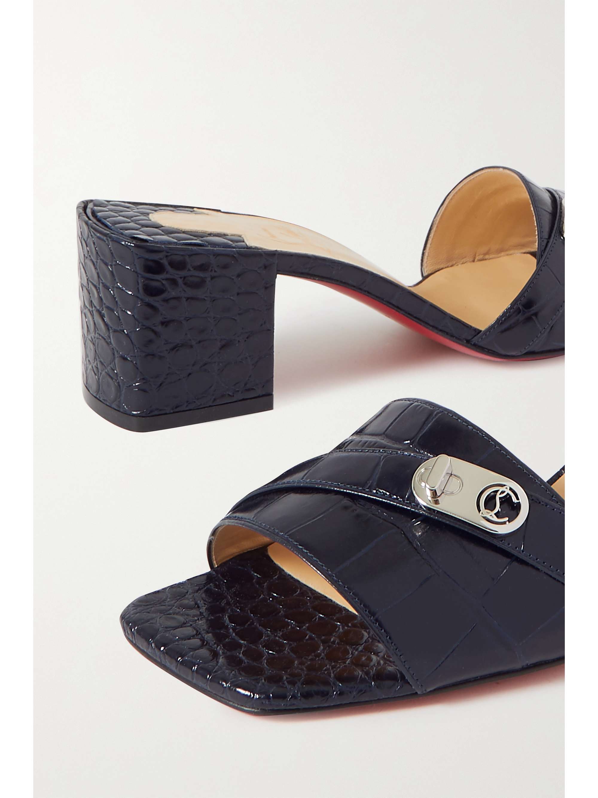 CHRISTIAN LOUBOUTIN Lock Art 55 croc-effect leather mules