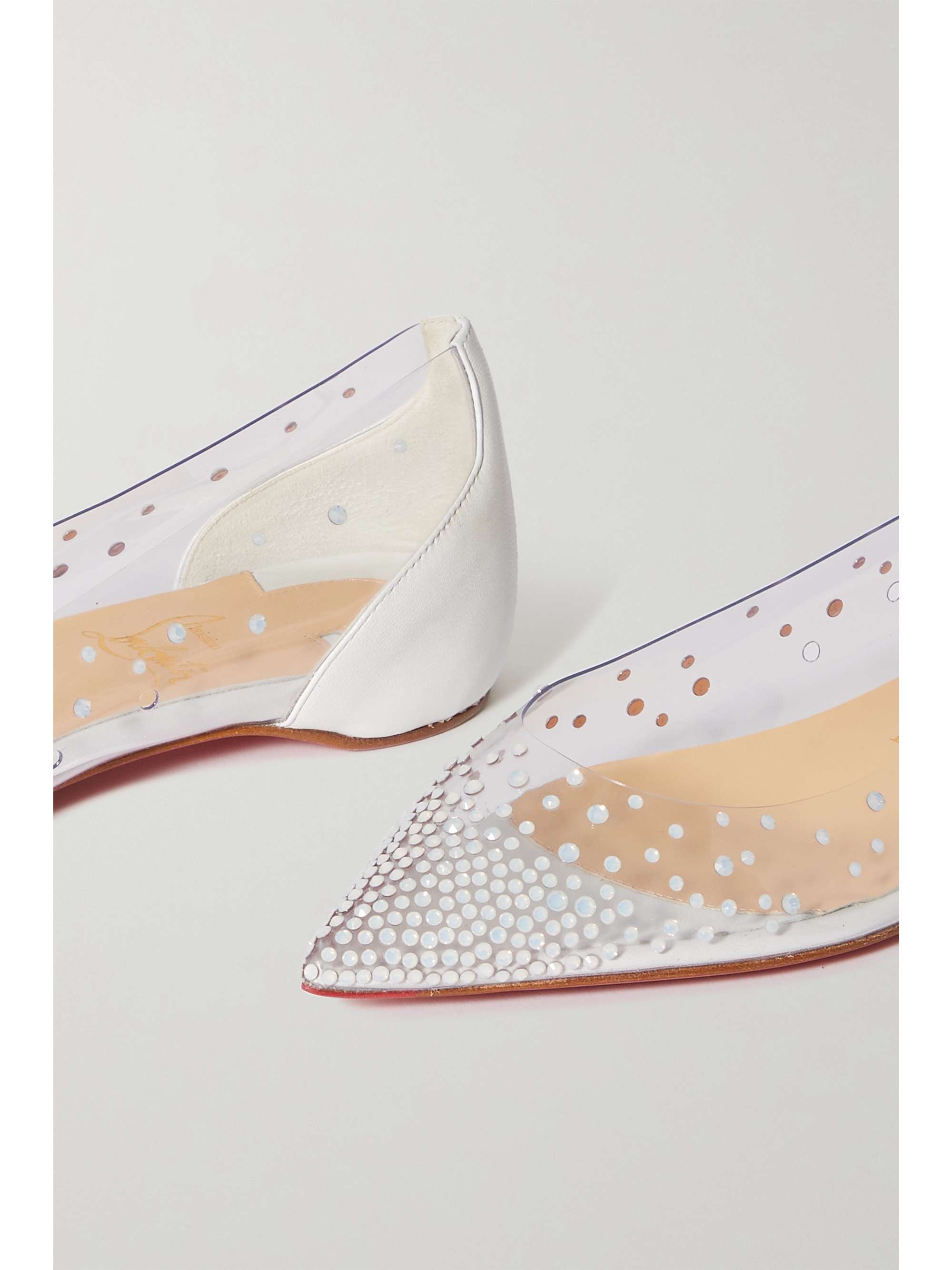 CHRISTIAN LOUBOUTIN crystal-embellished PVC and leather flats | NET-A-PORTER