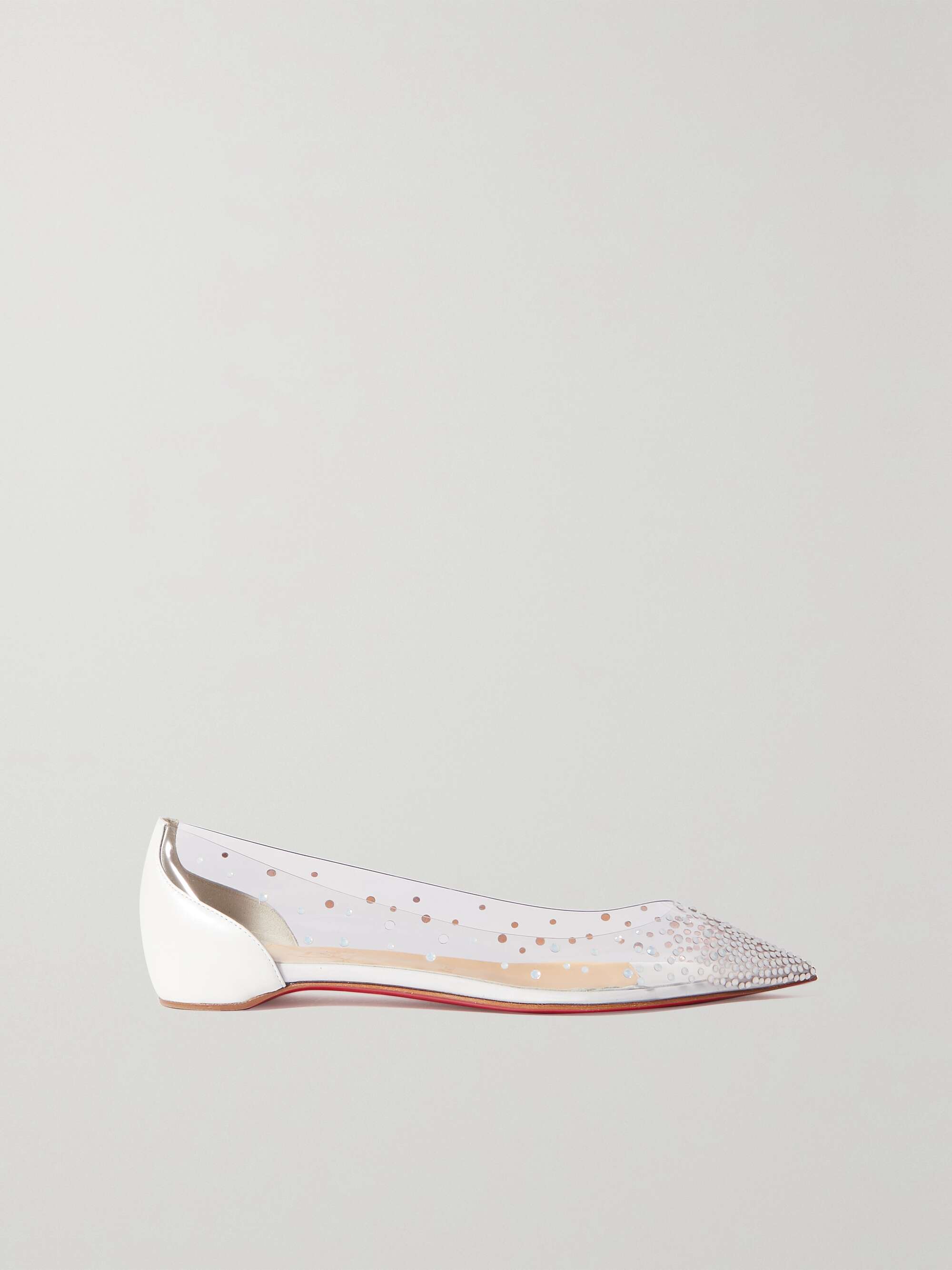 CHRISTIAN LOUBOUTIN crystal-embellished PVC and leather flats | NET-A-PORTER