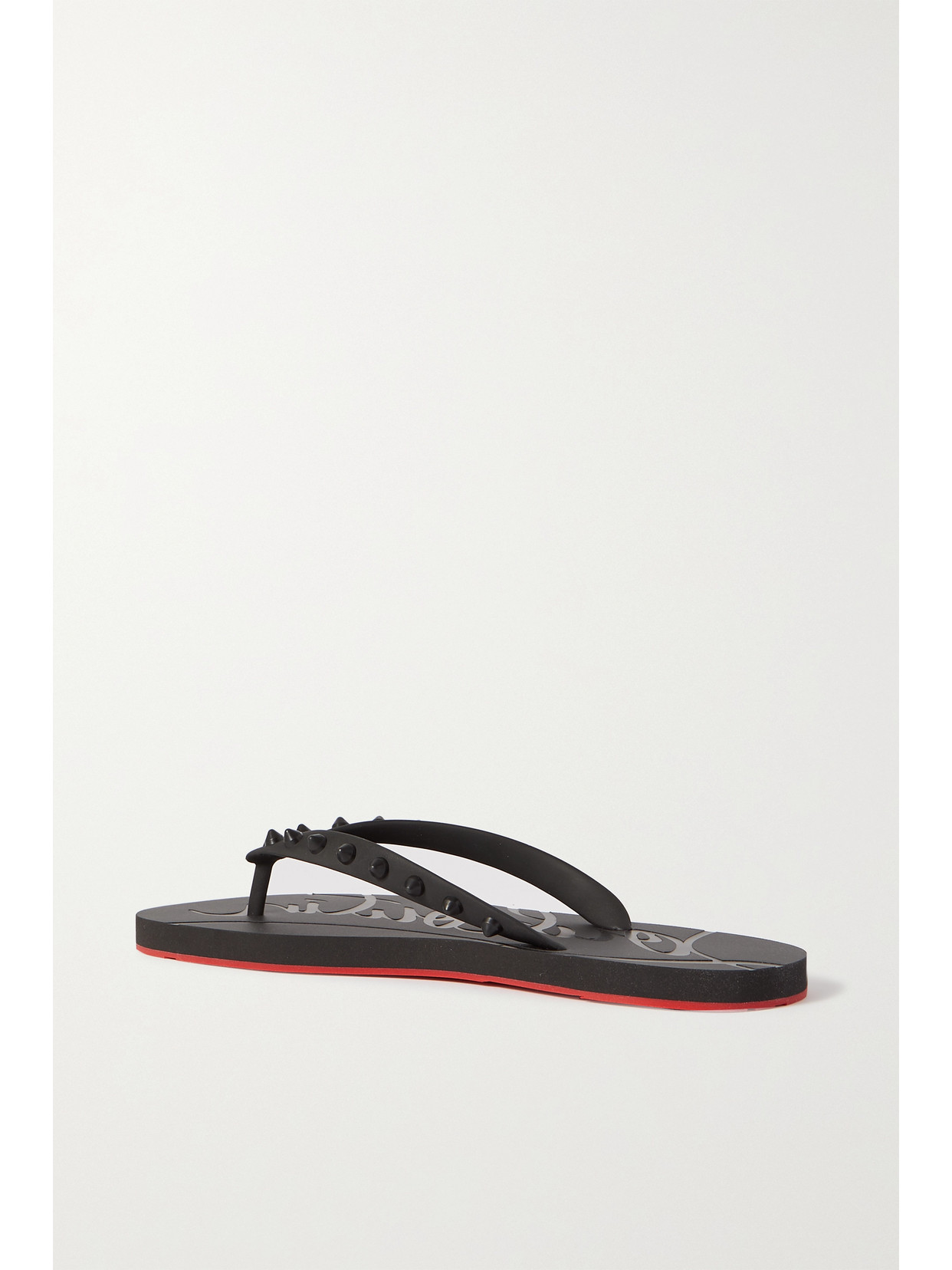 Shop Christian Louboutin Loubi Flip Spiked Rubber Flip Flops In Black