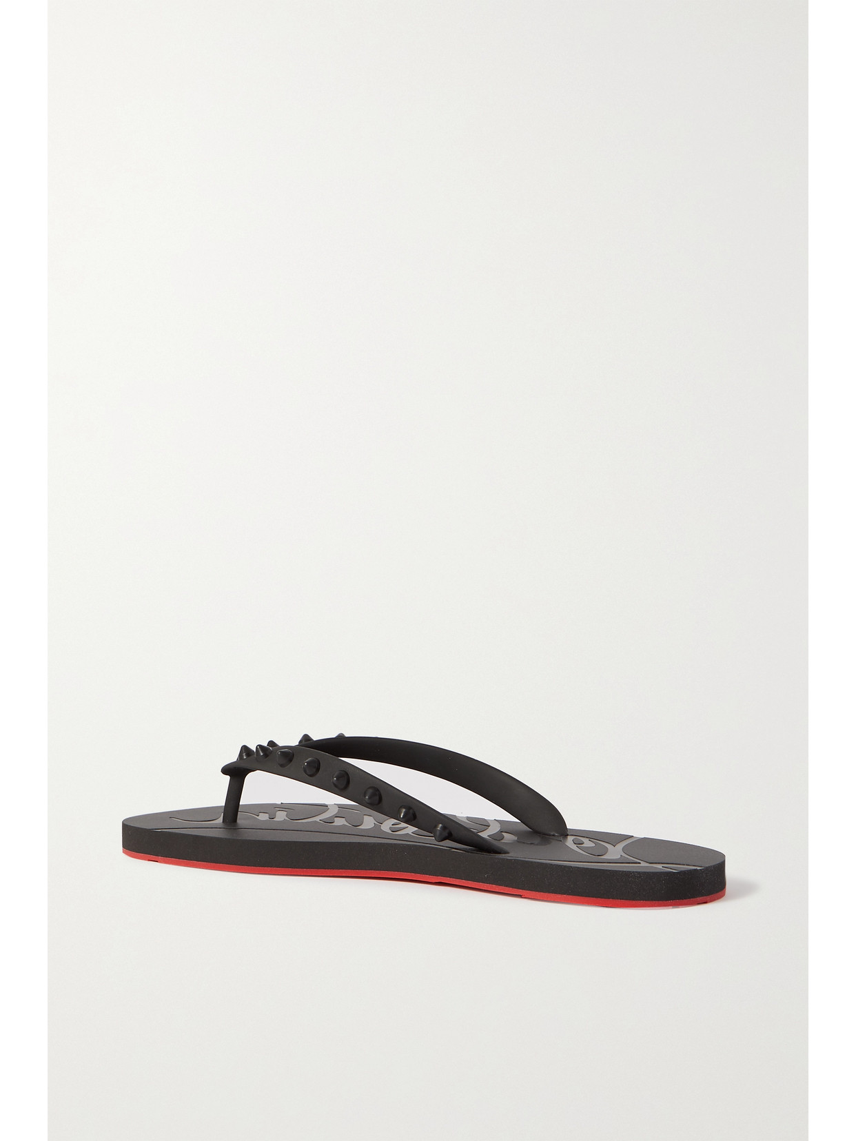 Shop Christian Louboutin Loubi Flip Spiked Rubber Flip Flops In Black