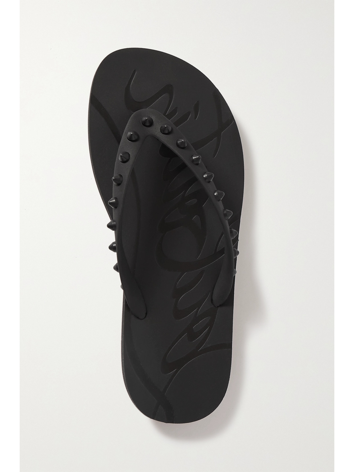 Shop Christian Louboutin Loubi Flip Spiked Rubber Flip Flops In Black