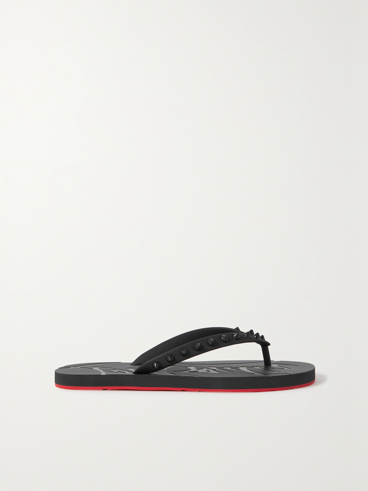 Shop Christian Louboutin Loubi Flip Spiked Rubber Flip Flops In Black