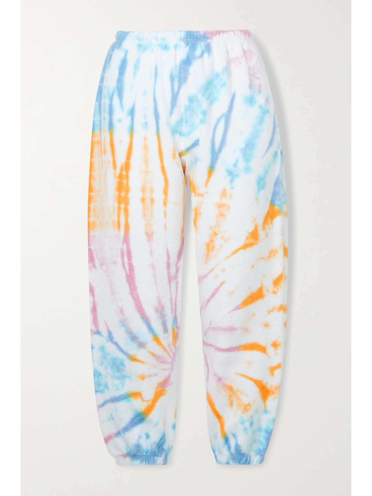 Sprwmn Tie-dyed Cotton-fleece Track Trousers In White