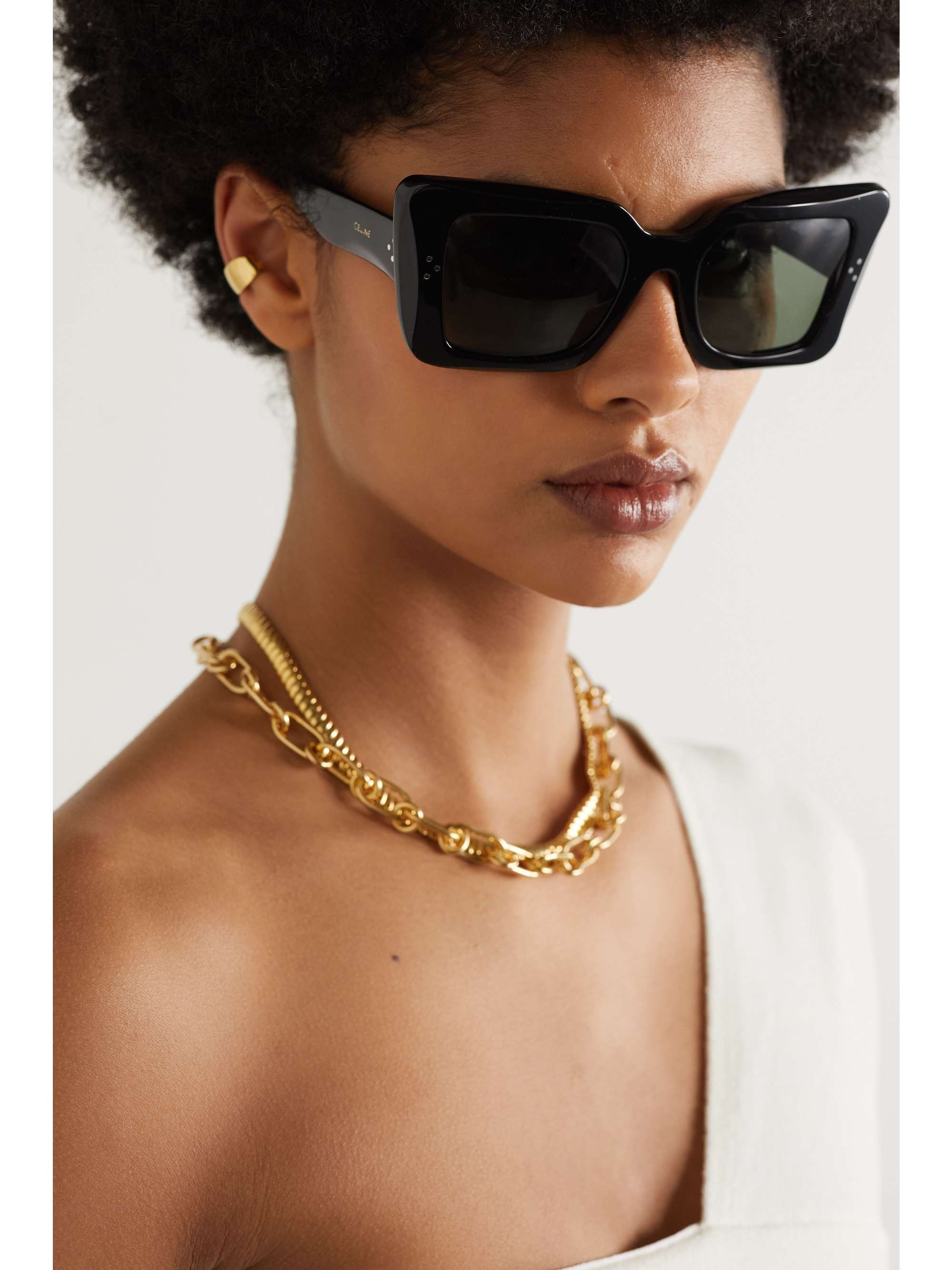 CELINE EYEWEAR Oversized square-frame leopard-print acetate sunglasses