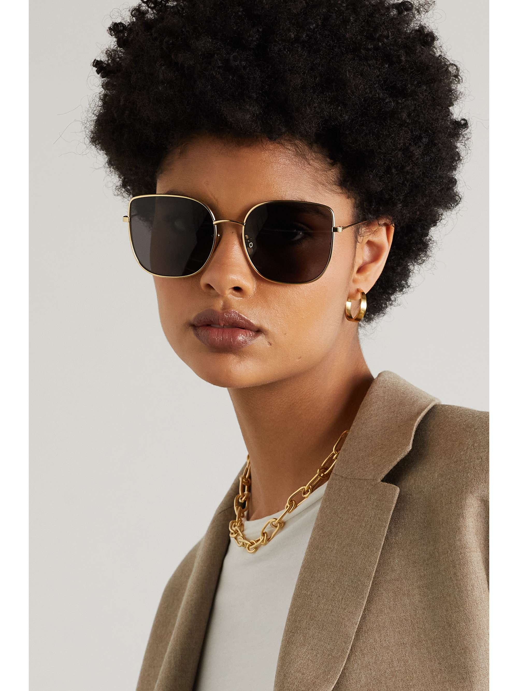 CELINE EYEWEAR Oversized square-frame gold-tone sunglasses
