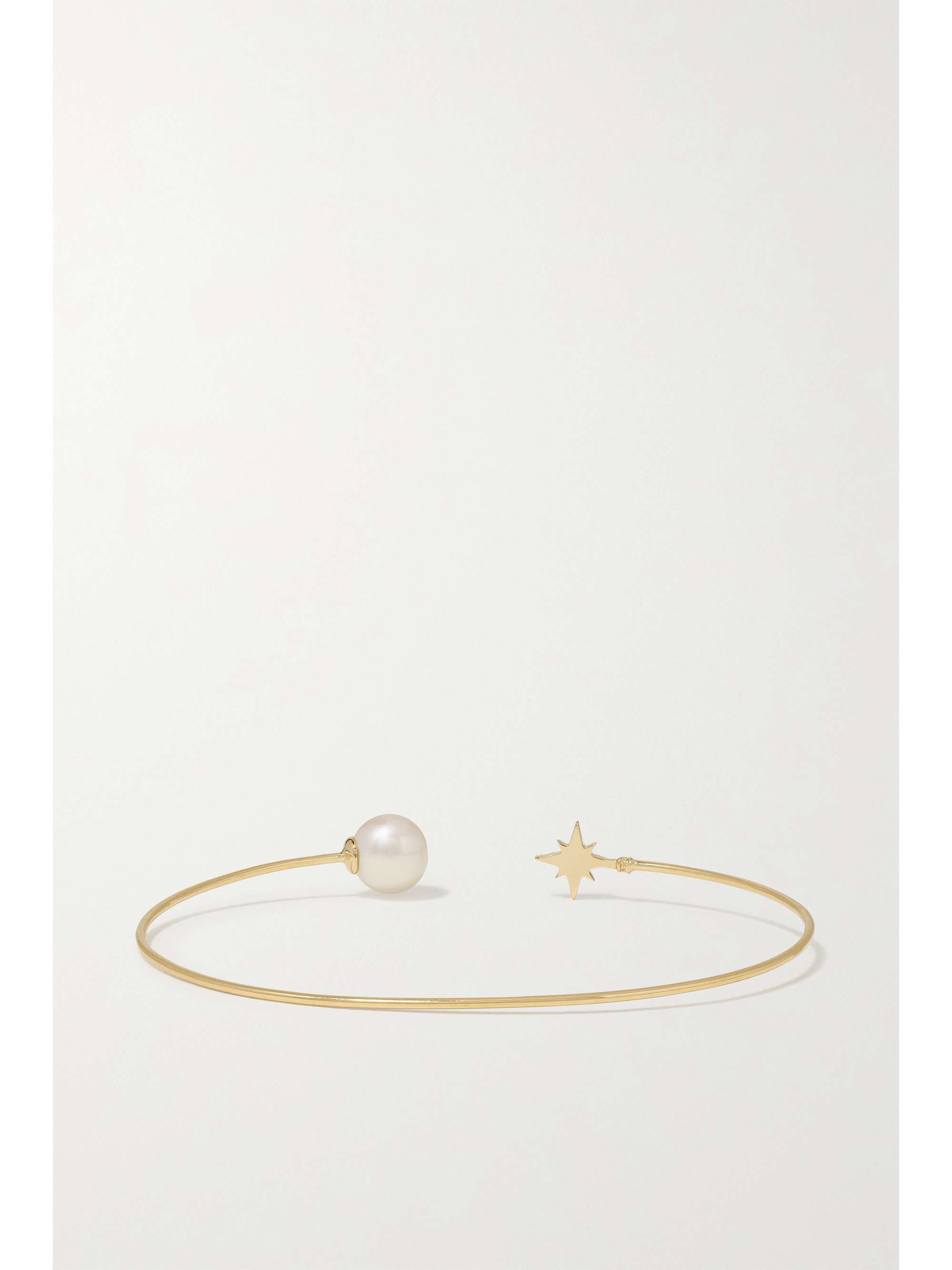 MIZUKI 14-karat gold, pearl and diamond cuff