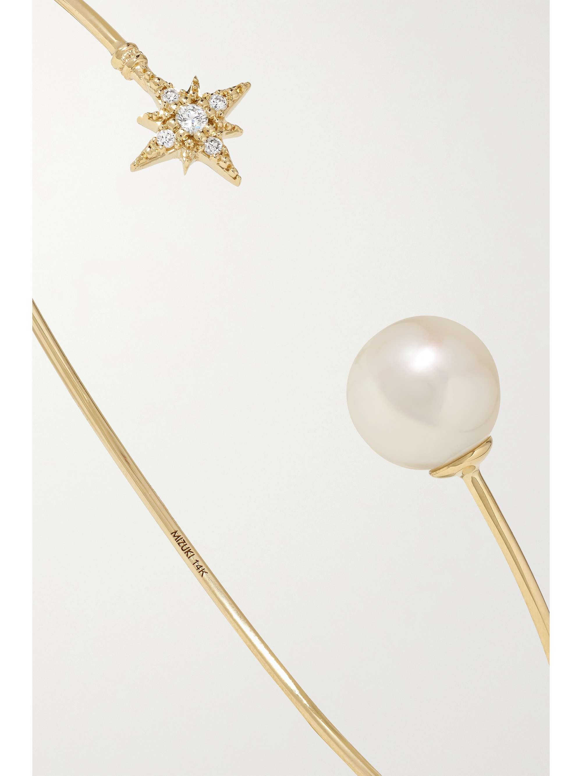 MIZUKI 14-karat gold, pearl and diamond cuff