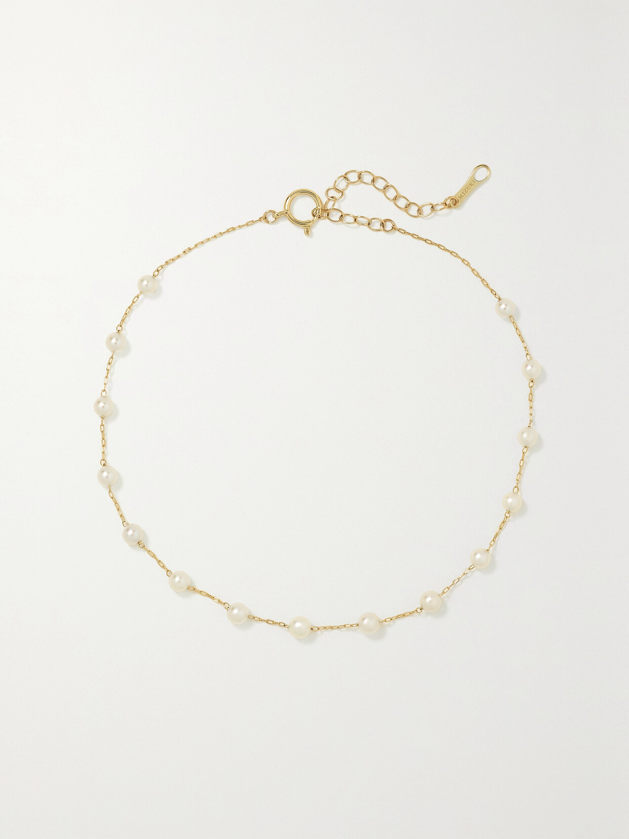 Mizuki 14-karat Gold Pearl Anklet