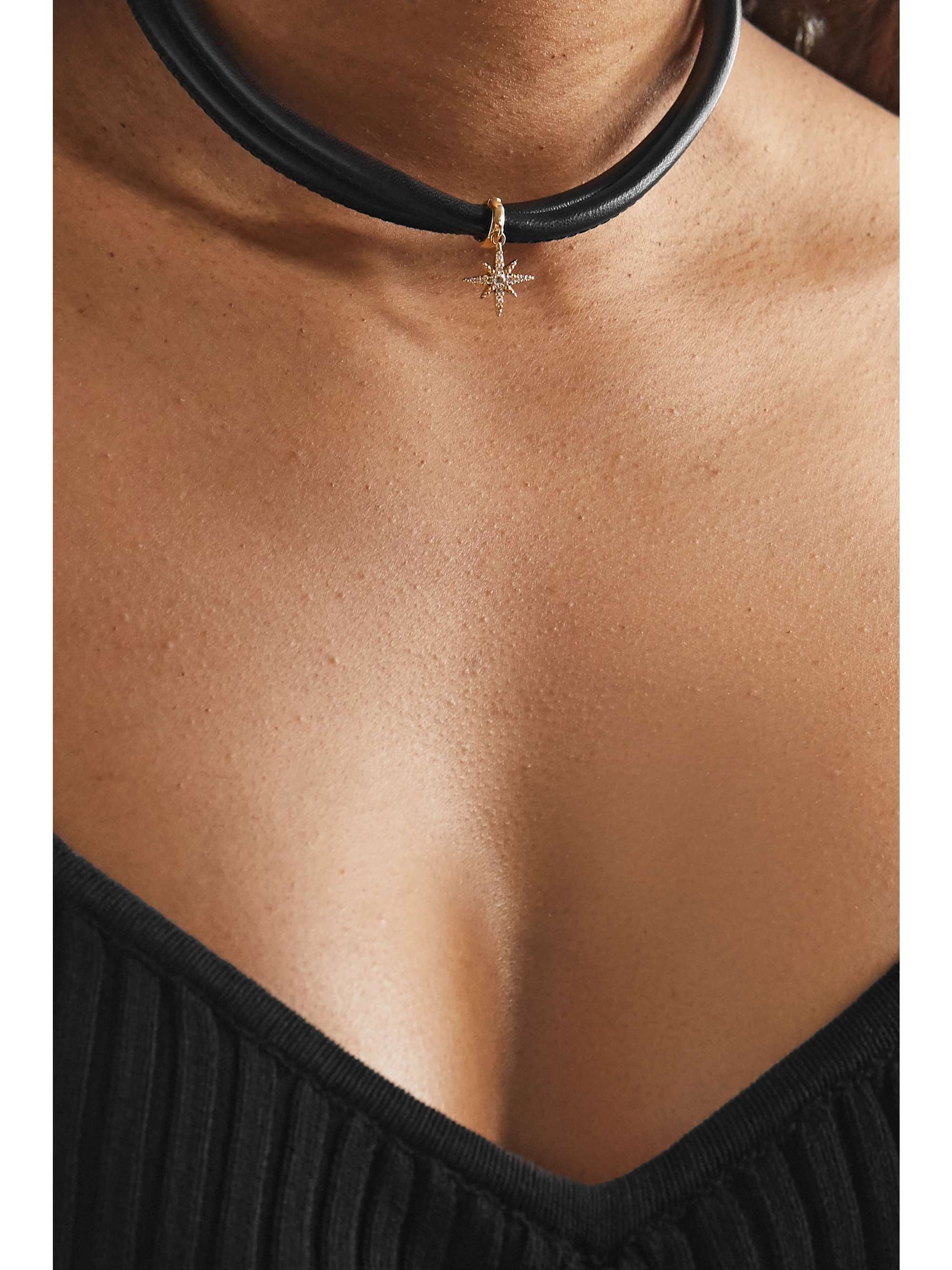 MIZUKI Convertible 14-karat gold, leather and pearl necklace