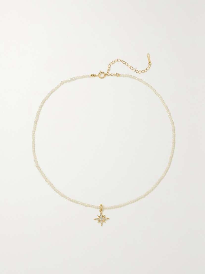 Mizuki 14-karat Gold, Pearl And Diamond Necklace