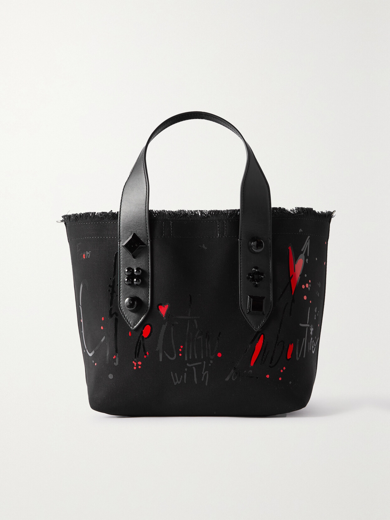 Christian Louboutin Frangibus Leather-trimmed Frayed Printed Canvas Tote