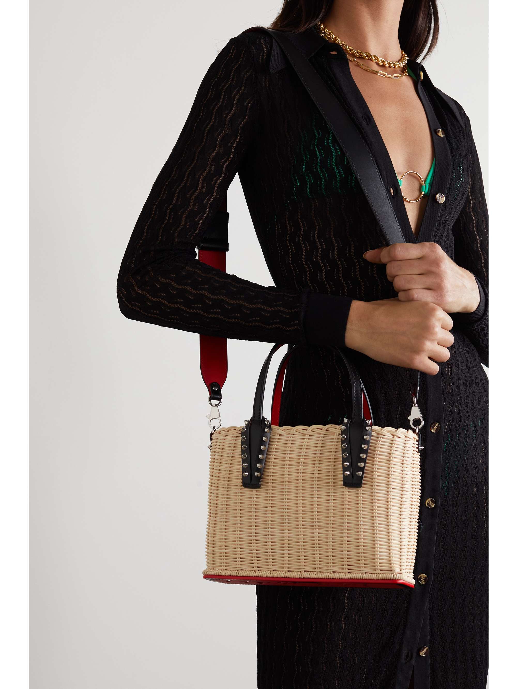 CHRISTIAN LOUBOUTIN Cabata mini spiked croc-effect leather tote