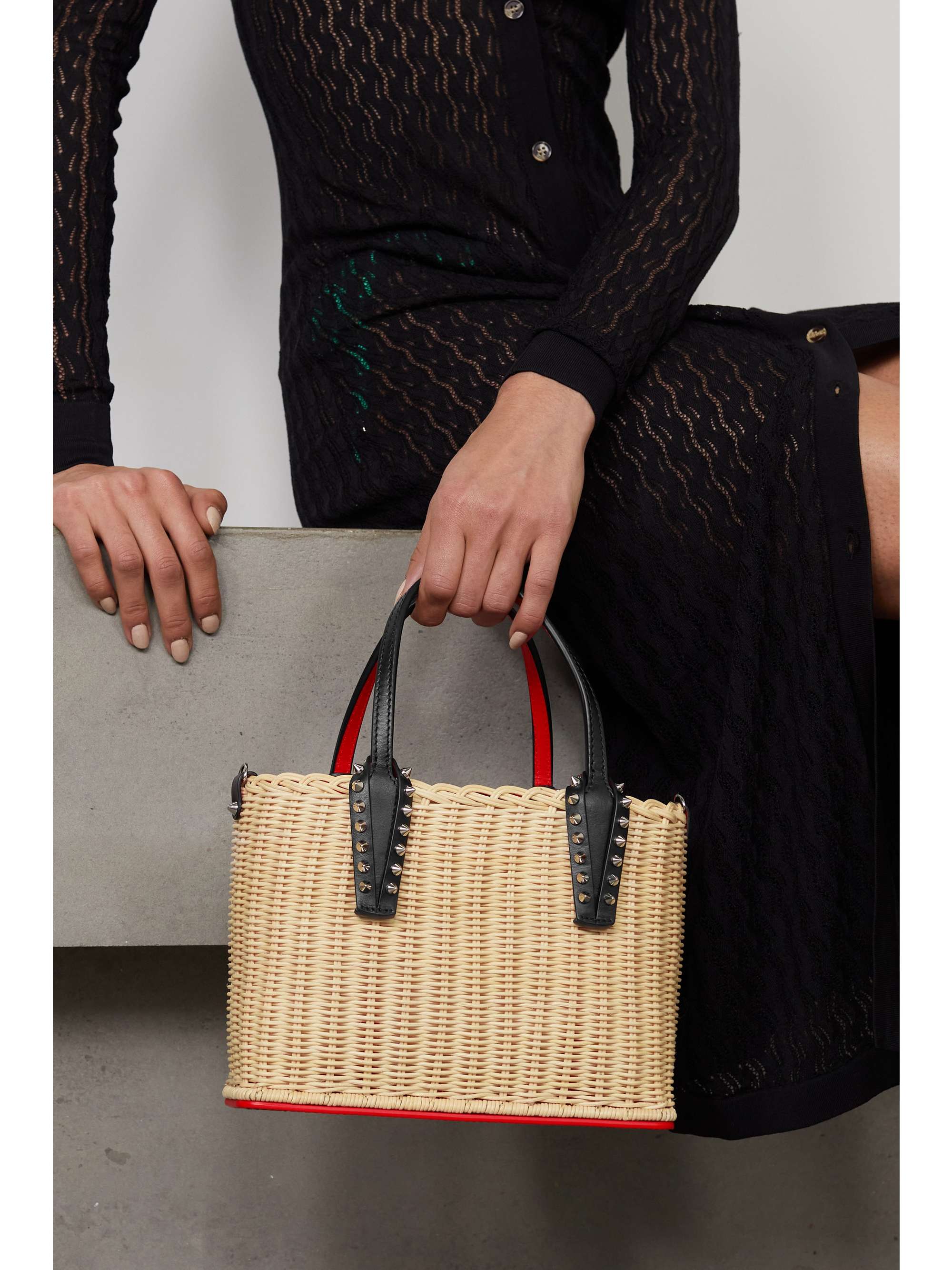 CHRISTIAN LOUBOUTIN Cabata mini spiked croc-effect leather tote