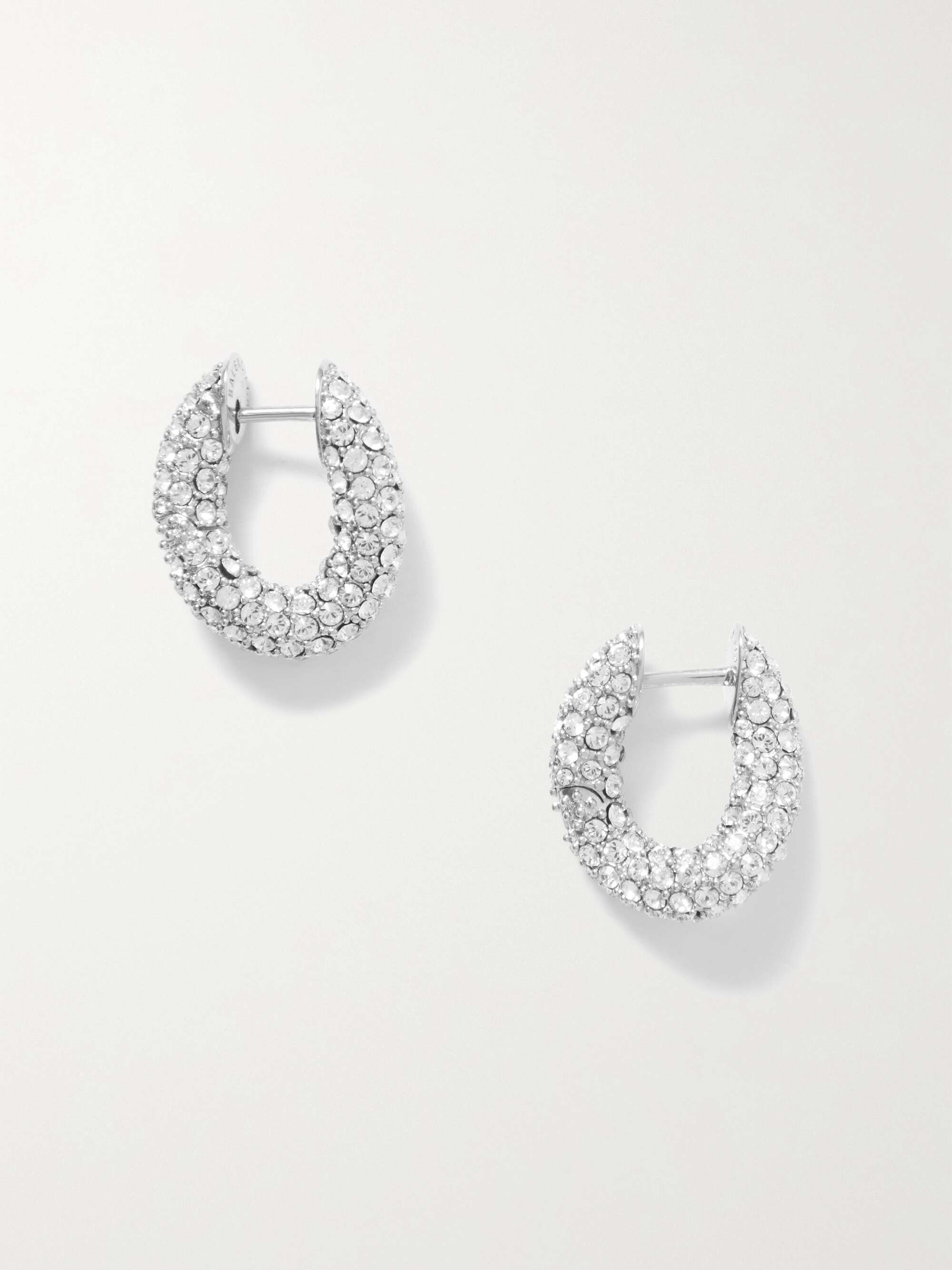BALENCIAGA Loop XXS silvertone crystal earrings NETAPORTER