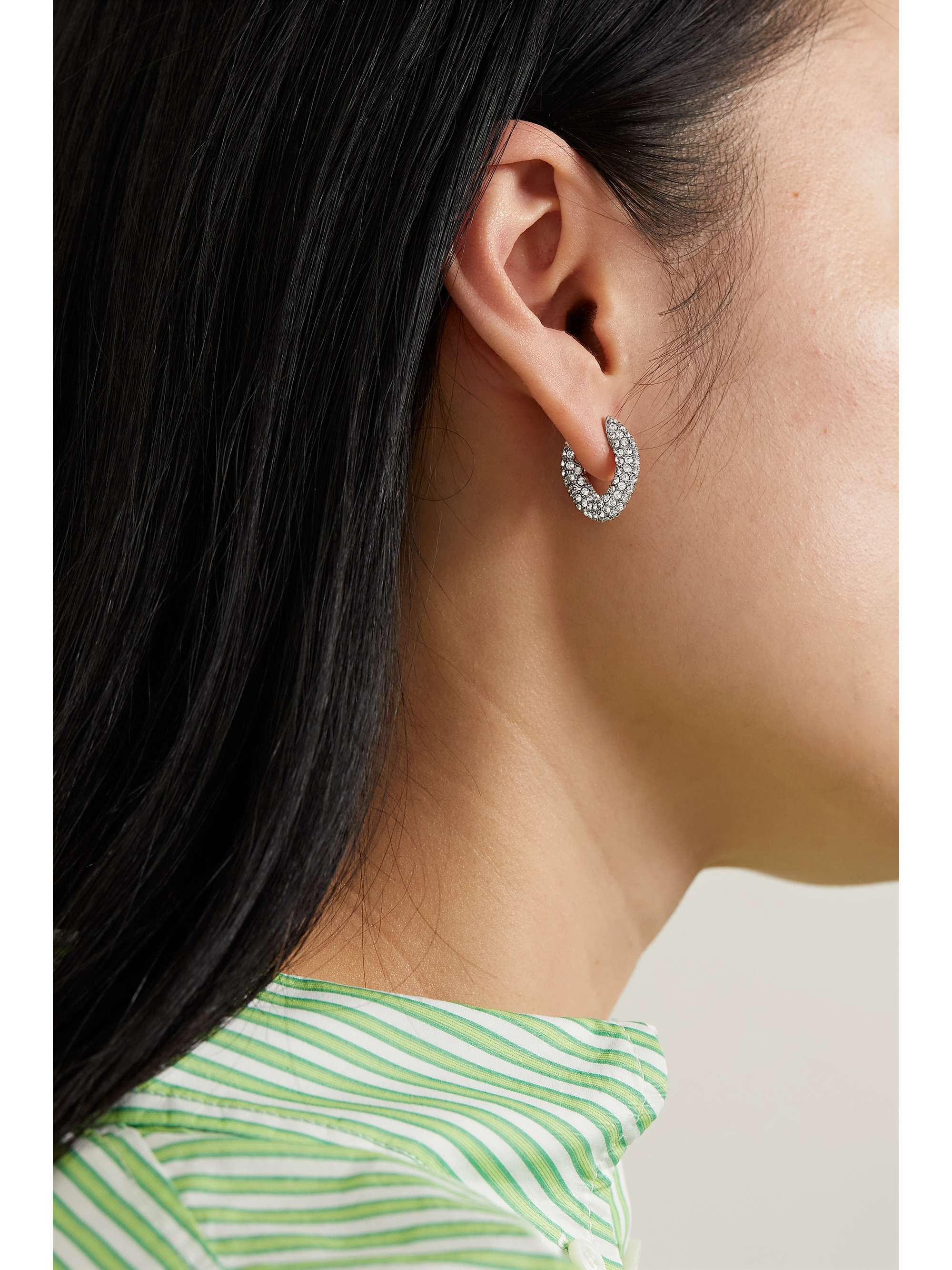 BALENCIAGA Loop XXS silvertone crystal earrings NETAPORTER