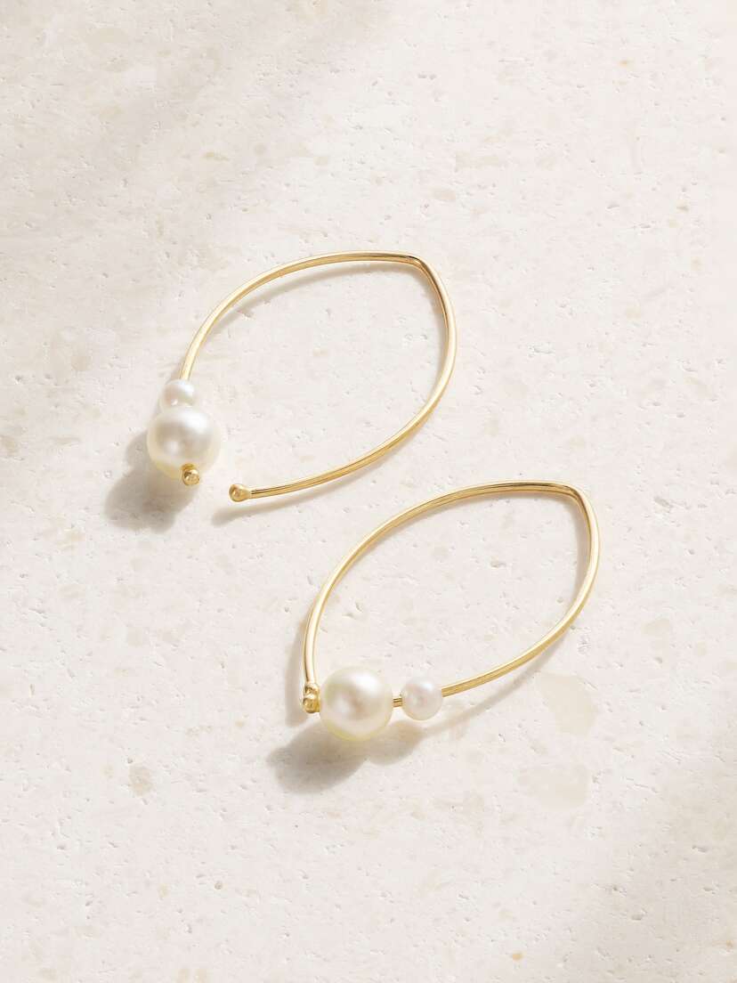 Mizuki Small 14-karat Gold Pearl Earrings