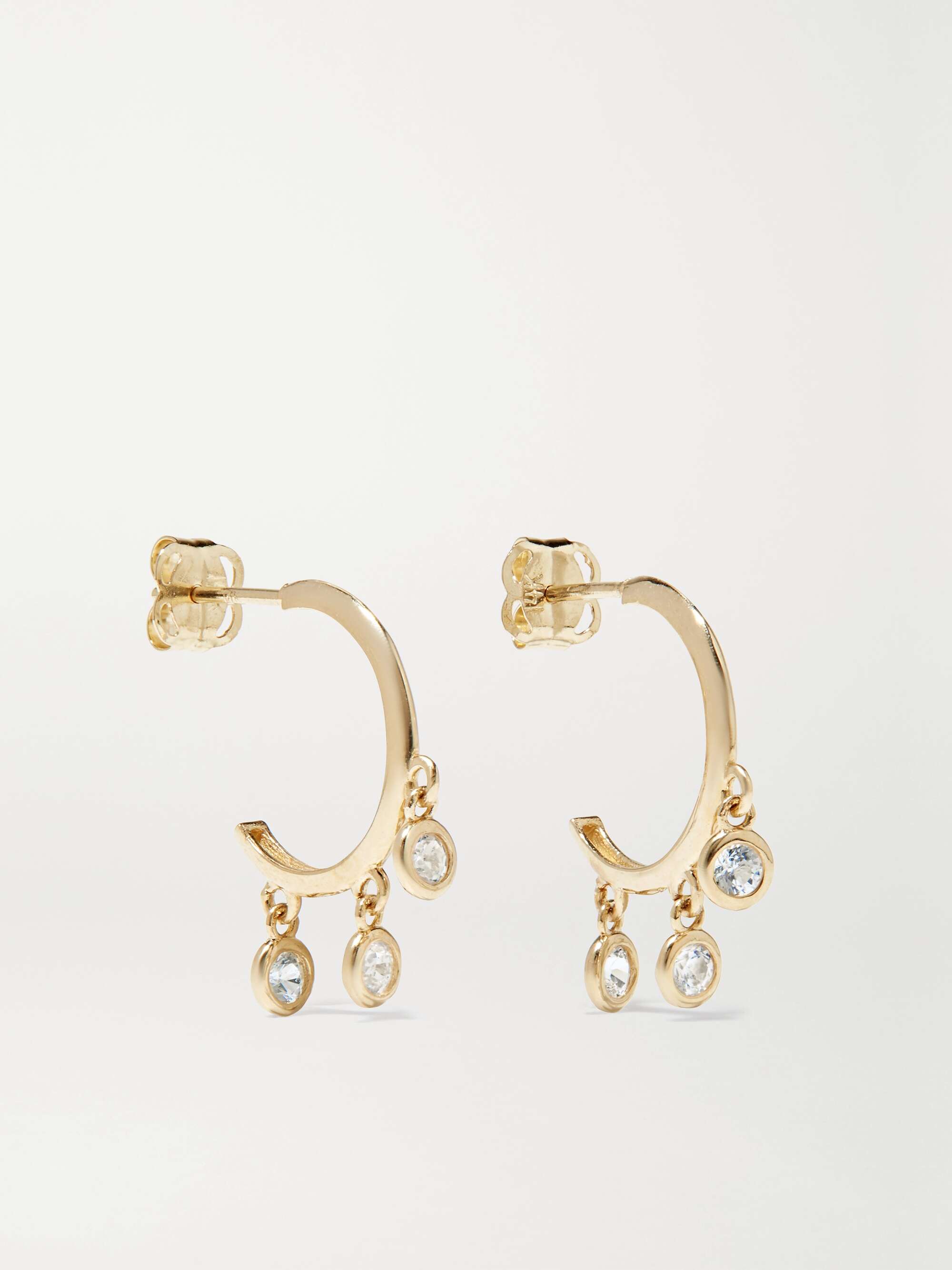 STONE AND STRAND Gold sapphire hoop earrings NETAPORTER