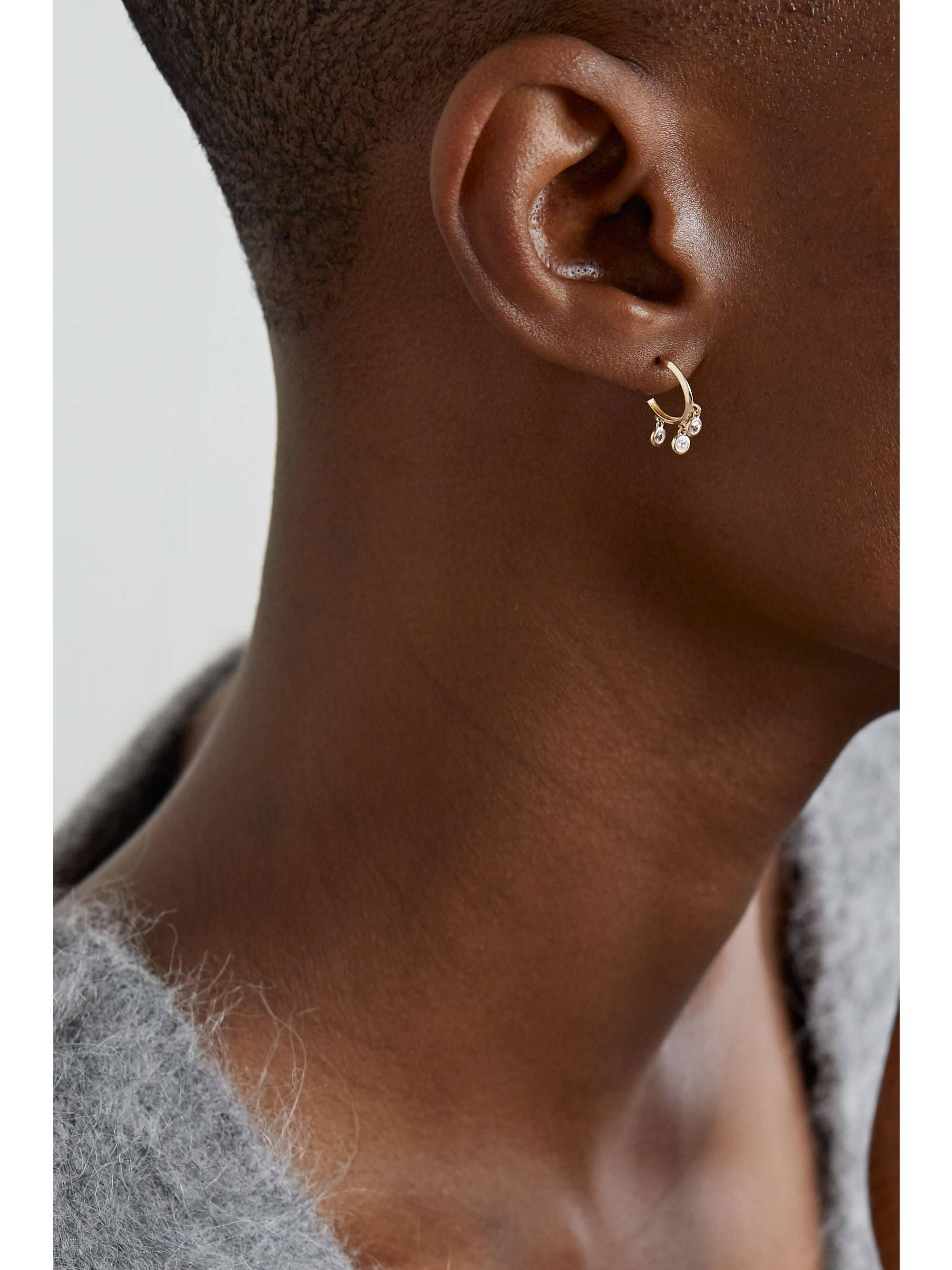 STONE AND STRAND Gold sapphire hoop earrings NETAPORTER