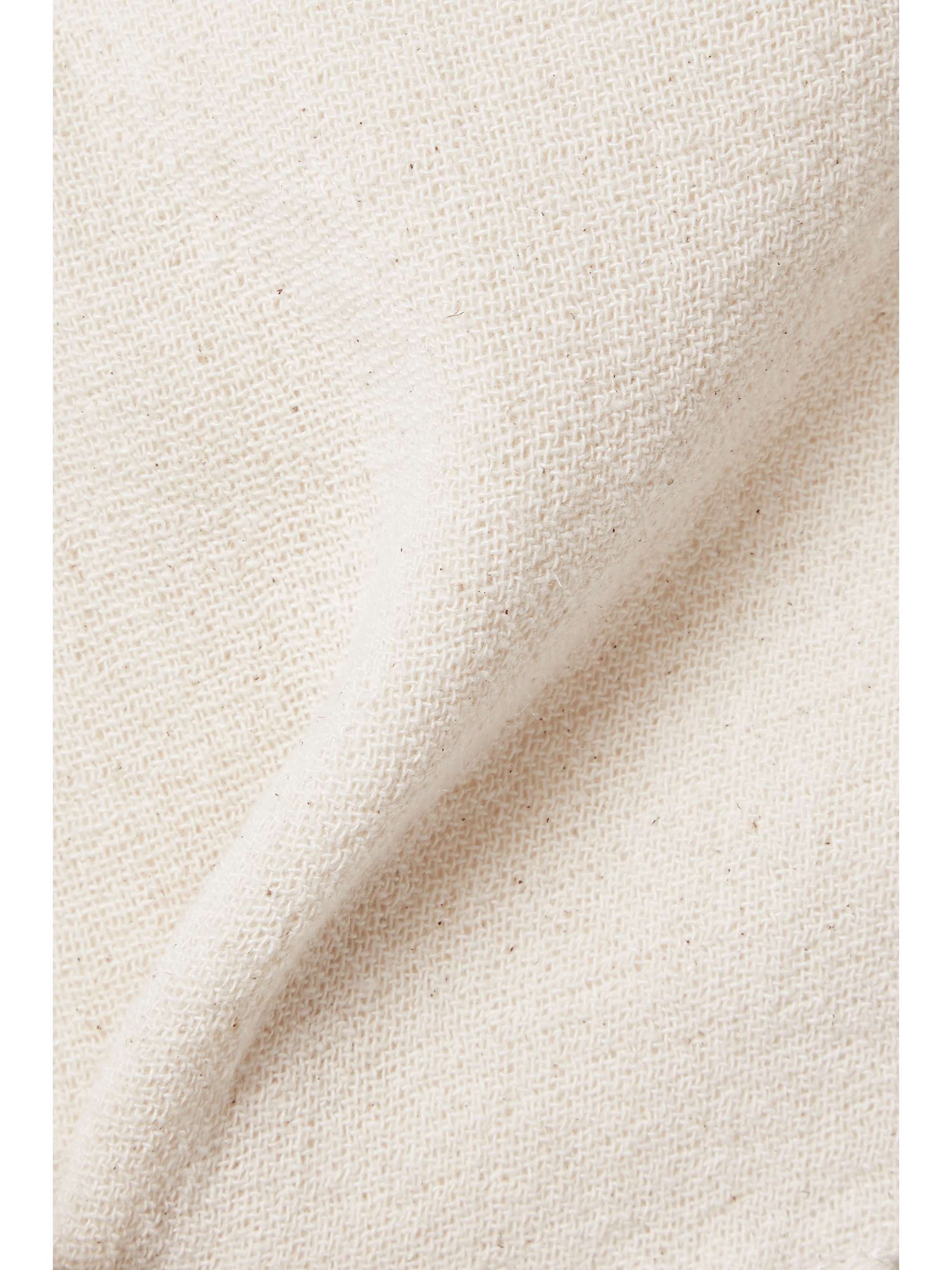 SAVANNAH MORROW THE LABEL + NET SUSTAIN The Jasmine fringed macramé ramie mini skirt