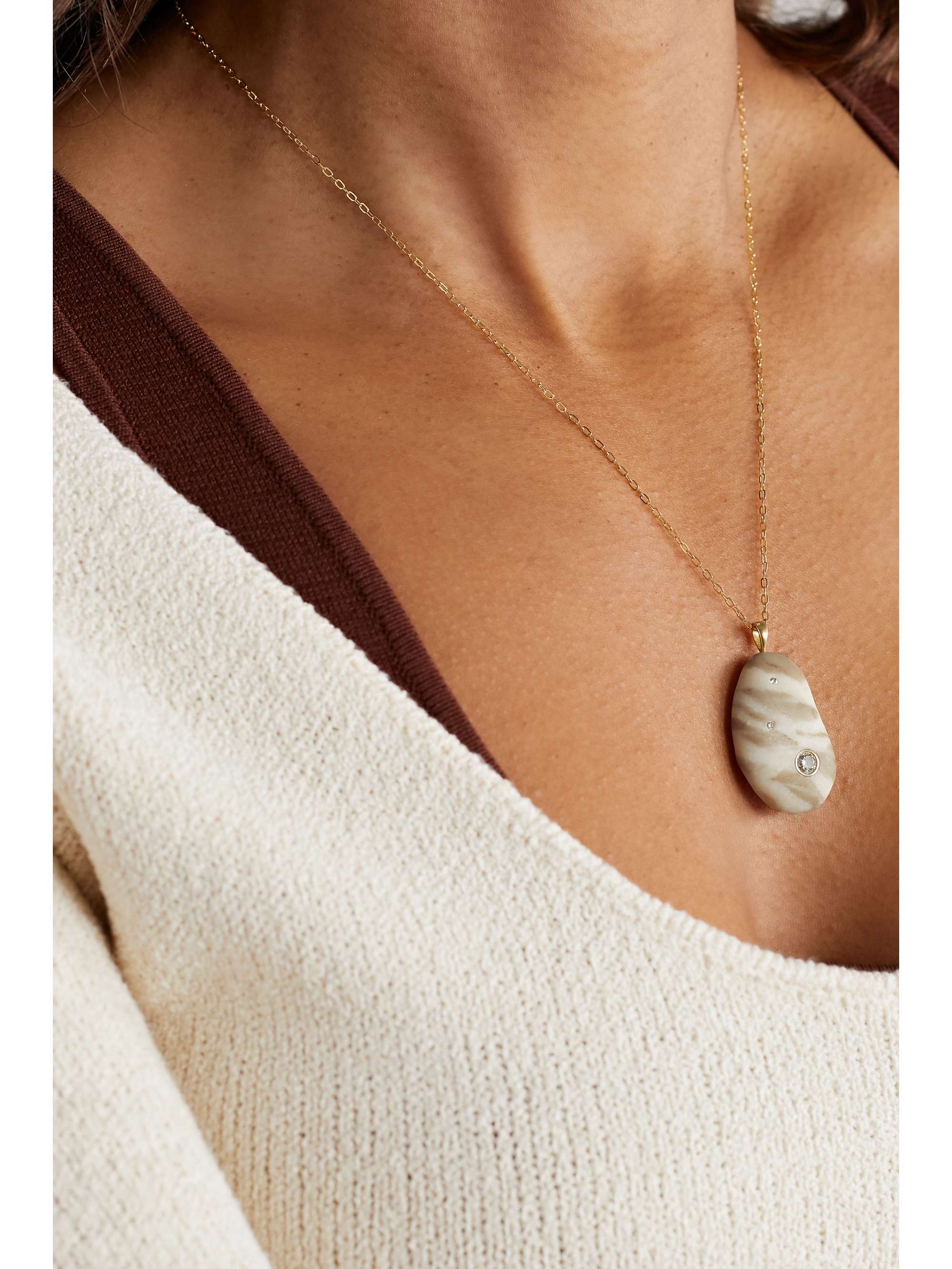 CVC STONES Cloak 18-karat gold, stone and diamond necklace