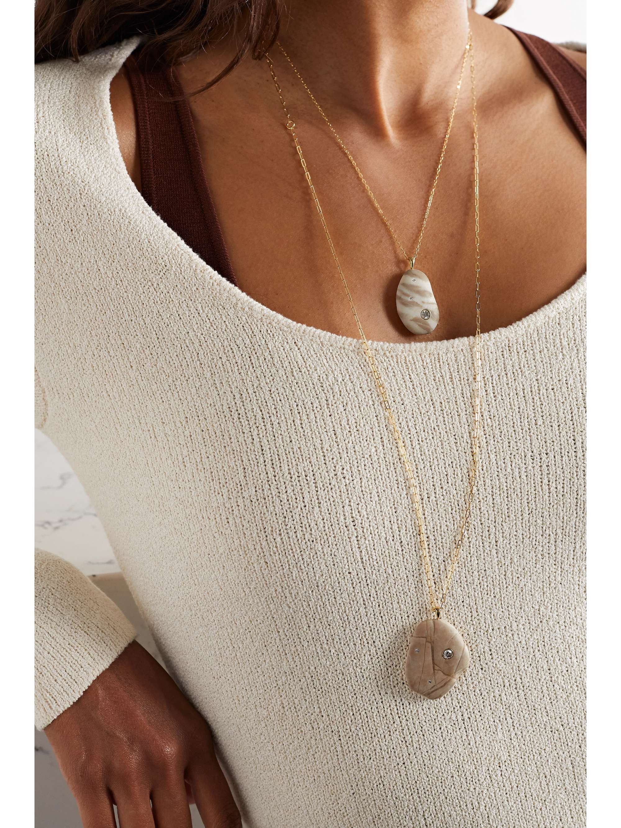 CVC STONES Cloak 18-karat gold, stone and diamond necklace