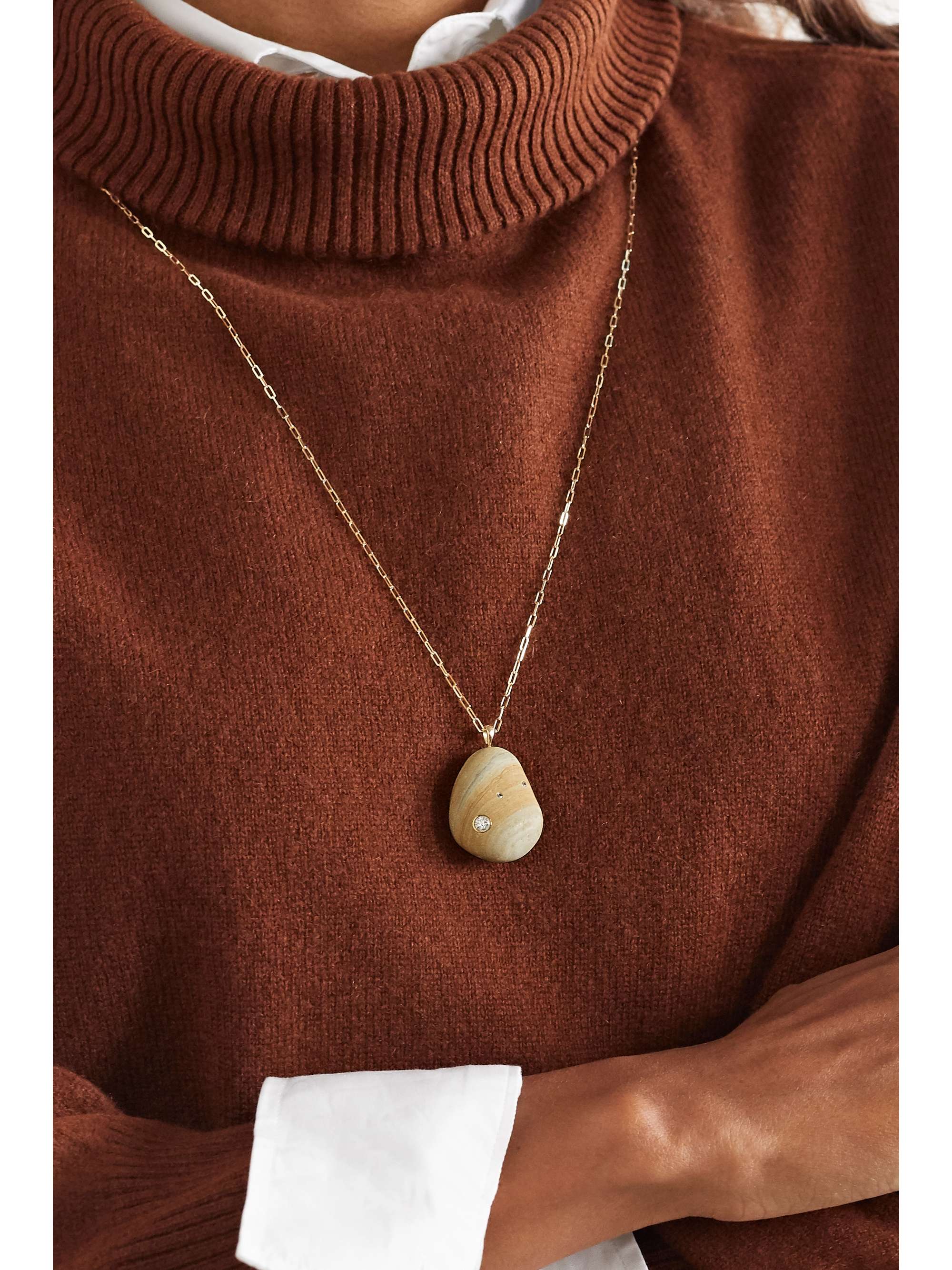 CVC STONES Gesture 18-karat gold, stone and diamond necklace