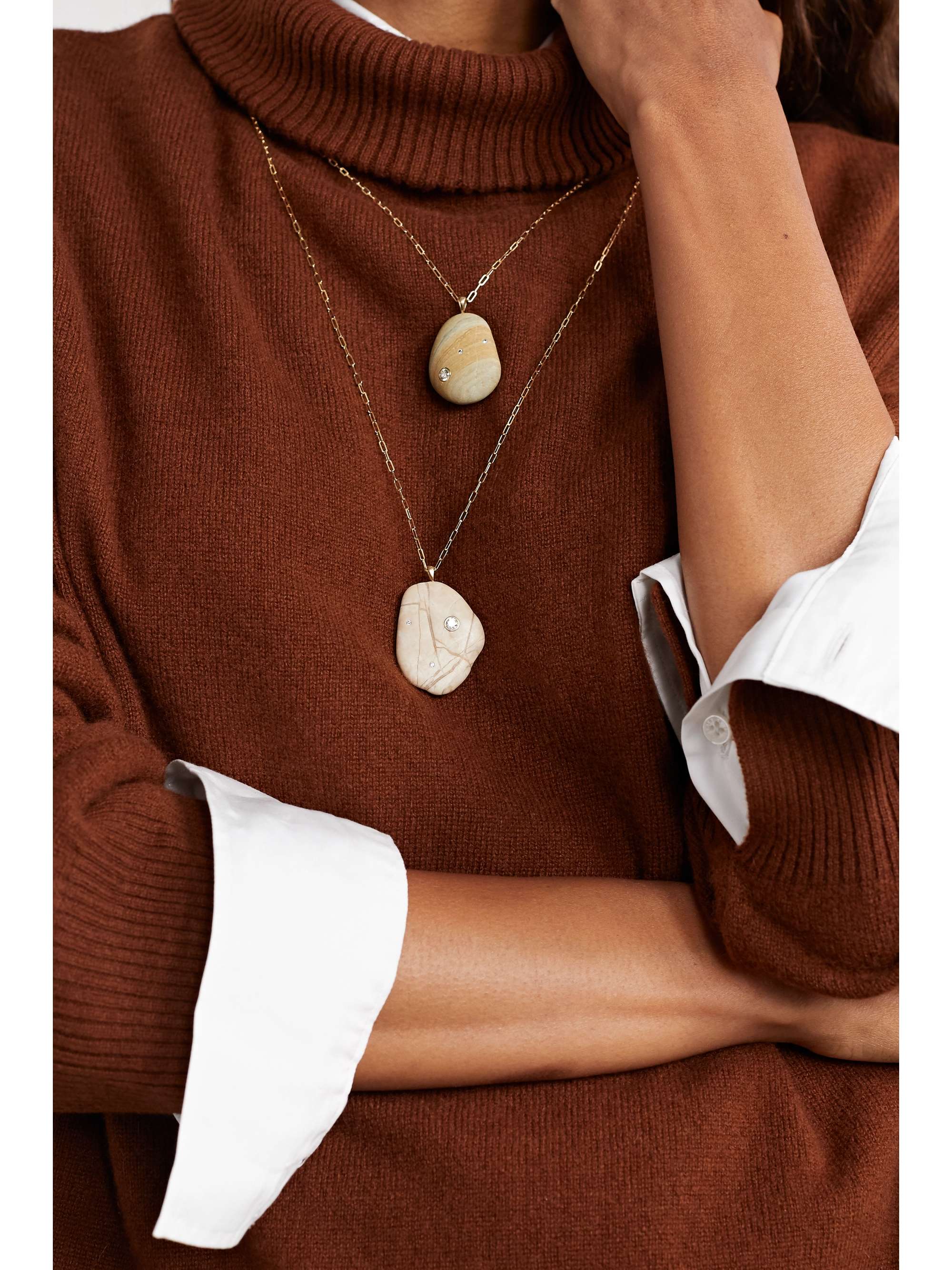 CVC STONES Gesture 18-karat gold, stone and diamond necklace