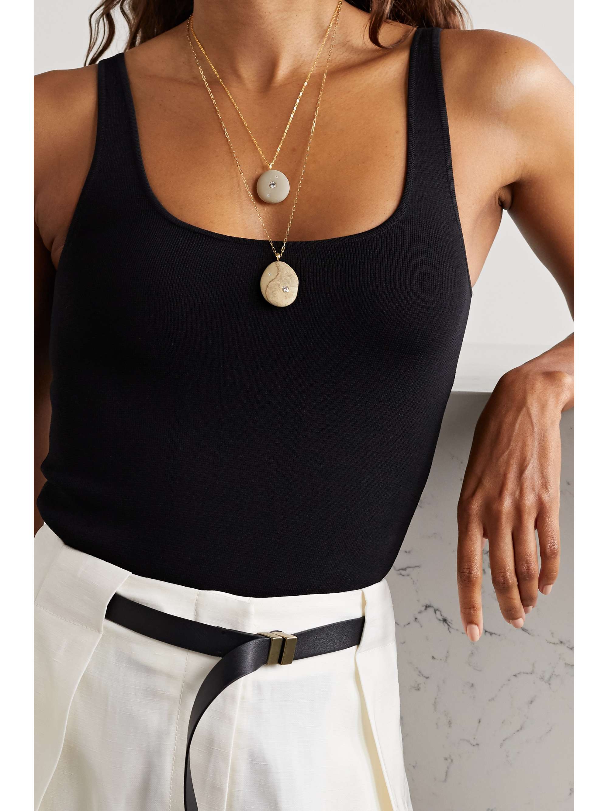 CVC STONES Soften 18-karat gold, stone and diamond necklace