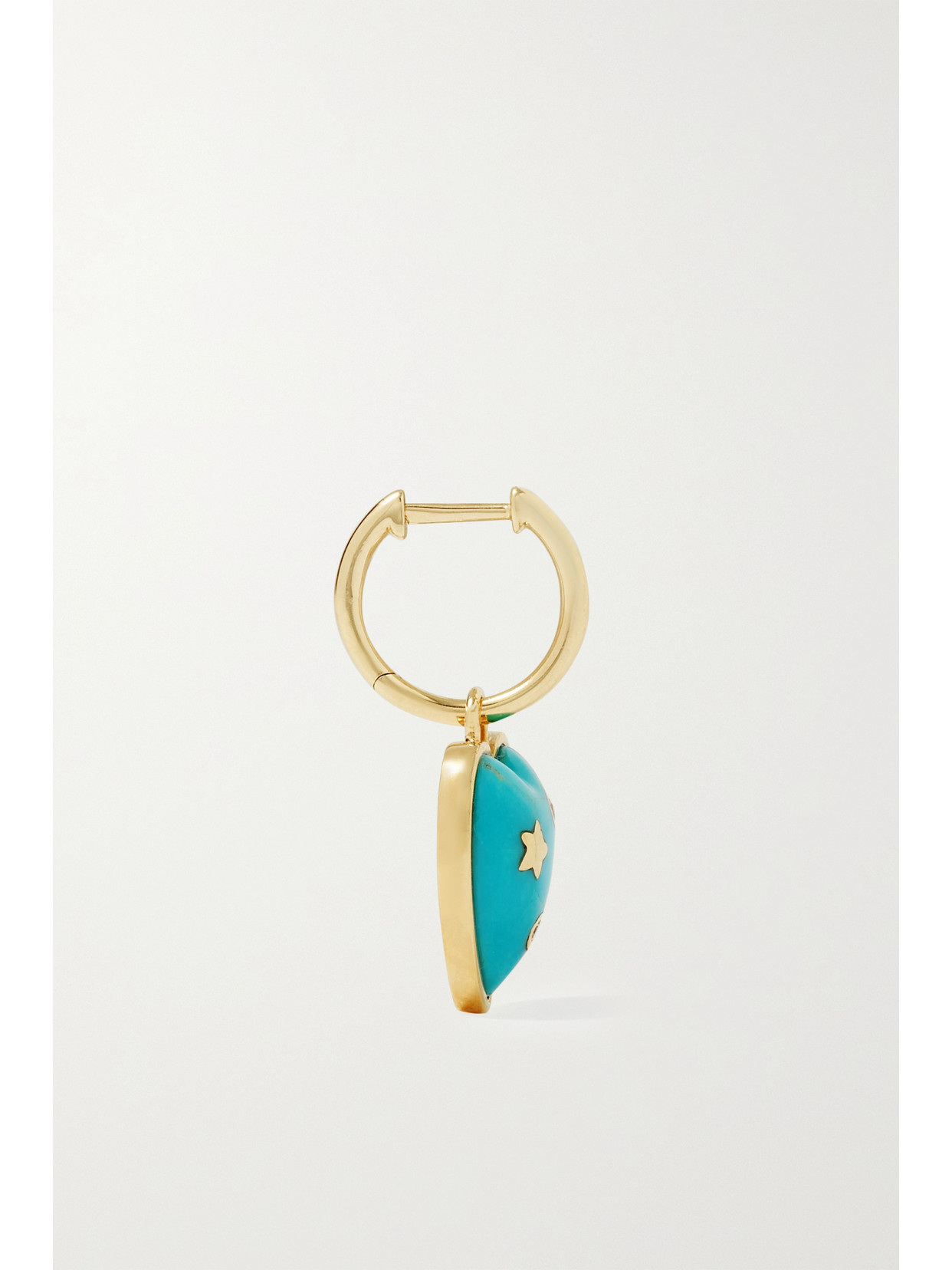 Storrow Anne Huggie 14-karat Gold, Turquoise And Diamond Hoop Earrings In Blue