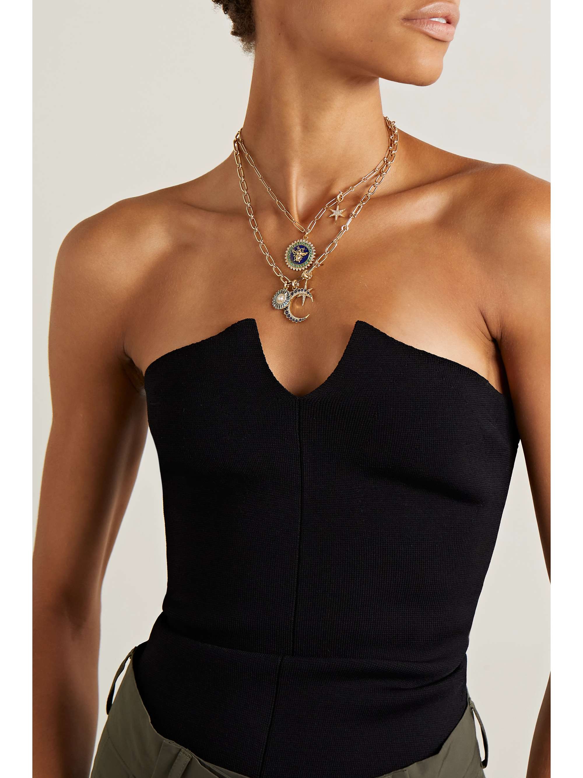 STORROW 14-karat gold multi-stone necklace