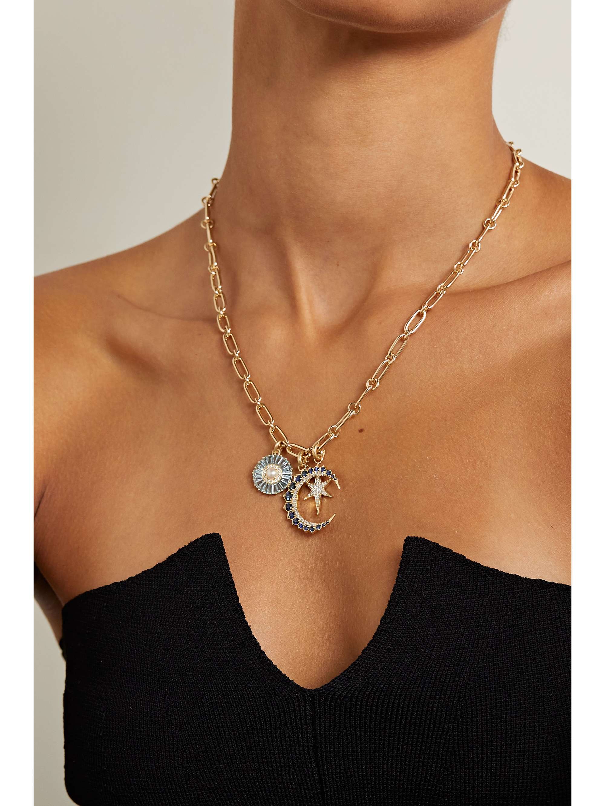 STORROW 14-karat gold multi-stone necklace