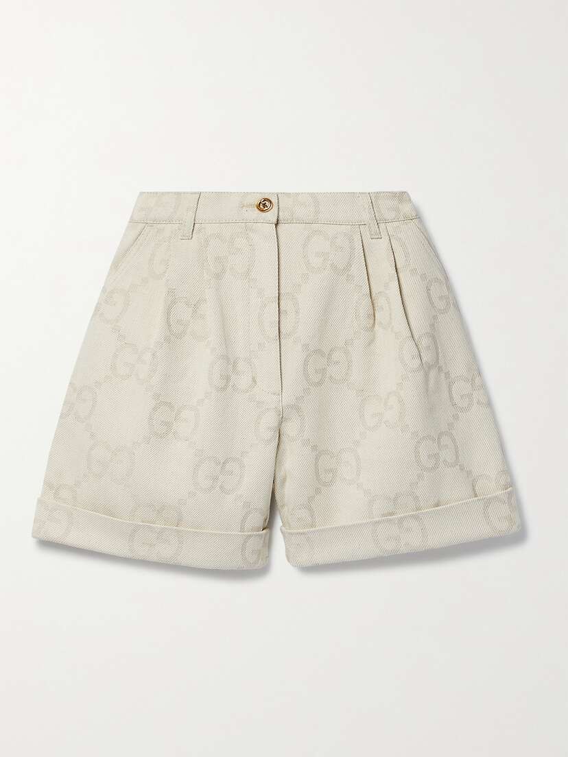 Gucci Love Parade Pleated Cotton-blend Jacquard Shorts