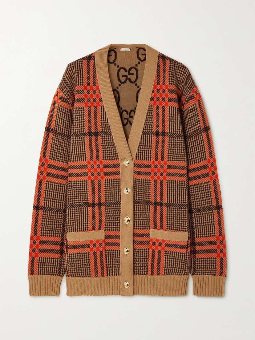 Gucci Love Parade Reversible Checked Wool-blend Jacquard Cardigan