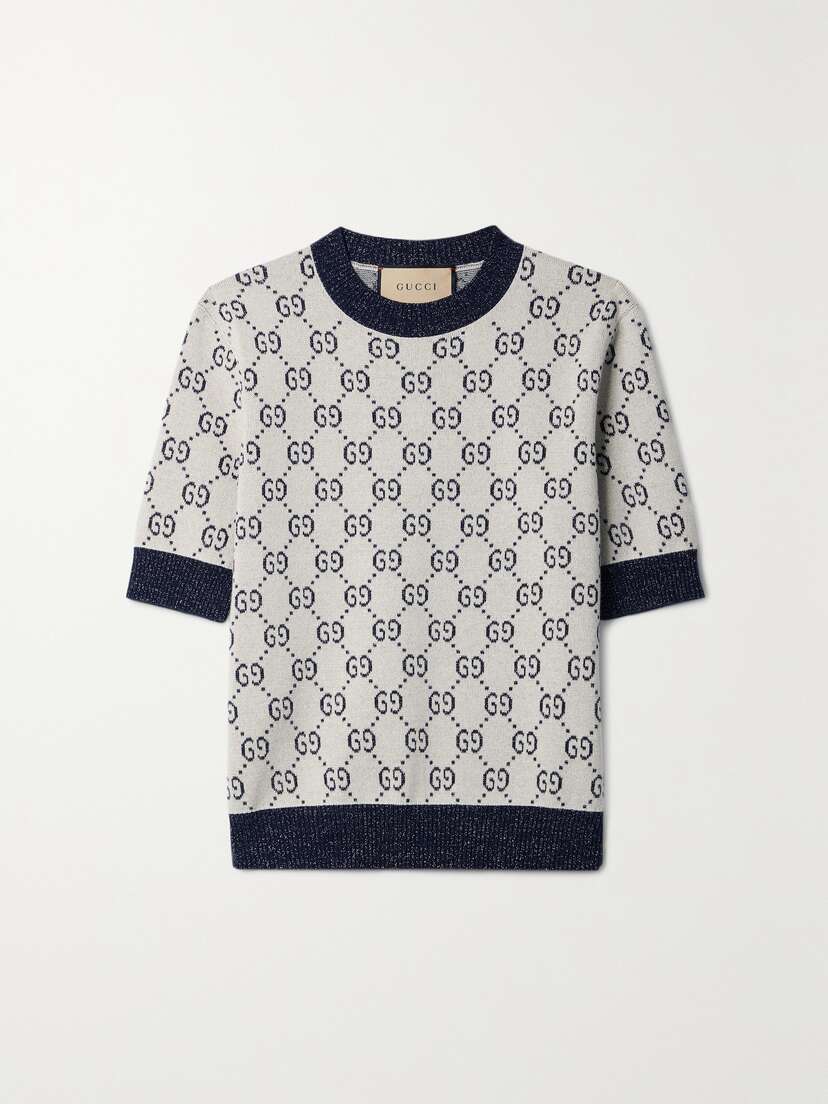 Gucci Love Parade Metallic Jacquard-knit Cotton-blend Sweater