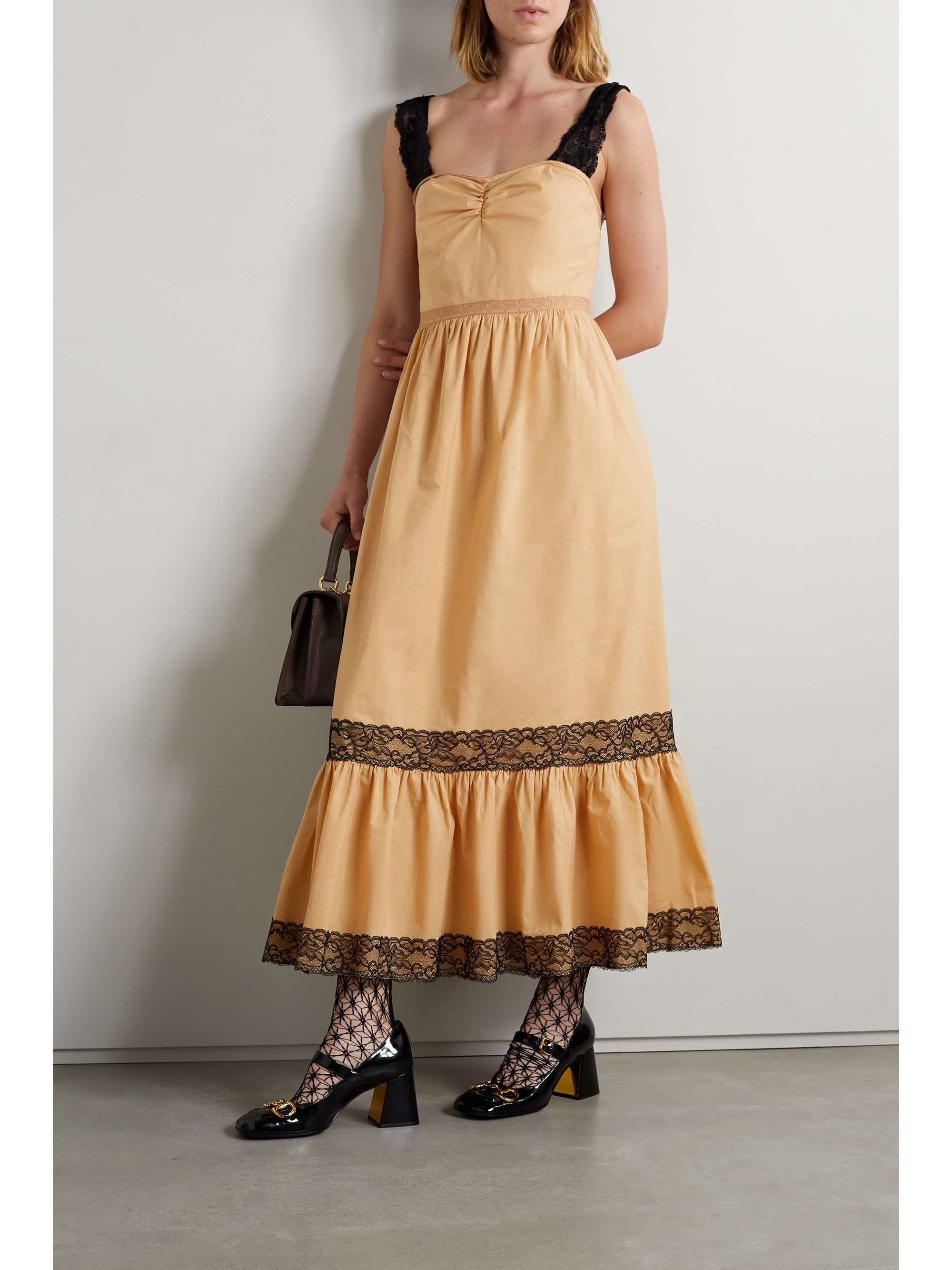 Beige Love Parade lace-trimmed cotton 