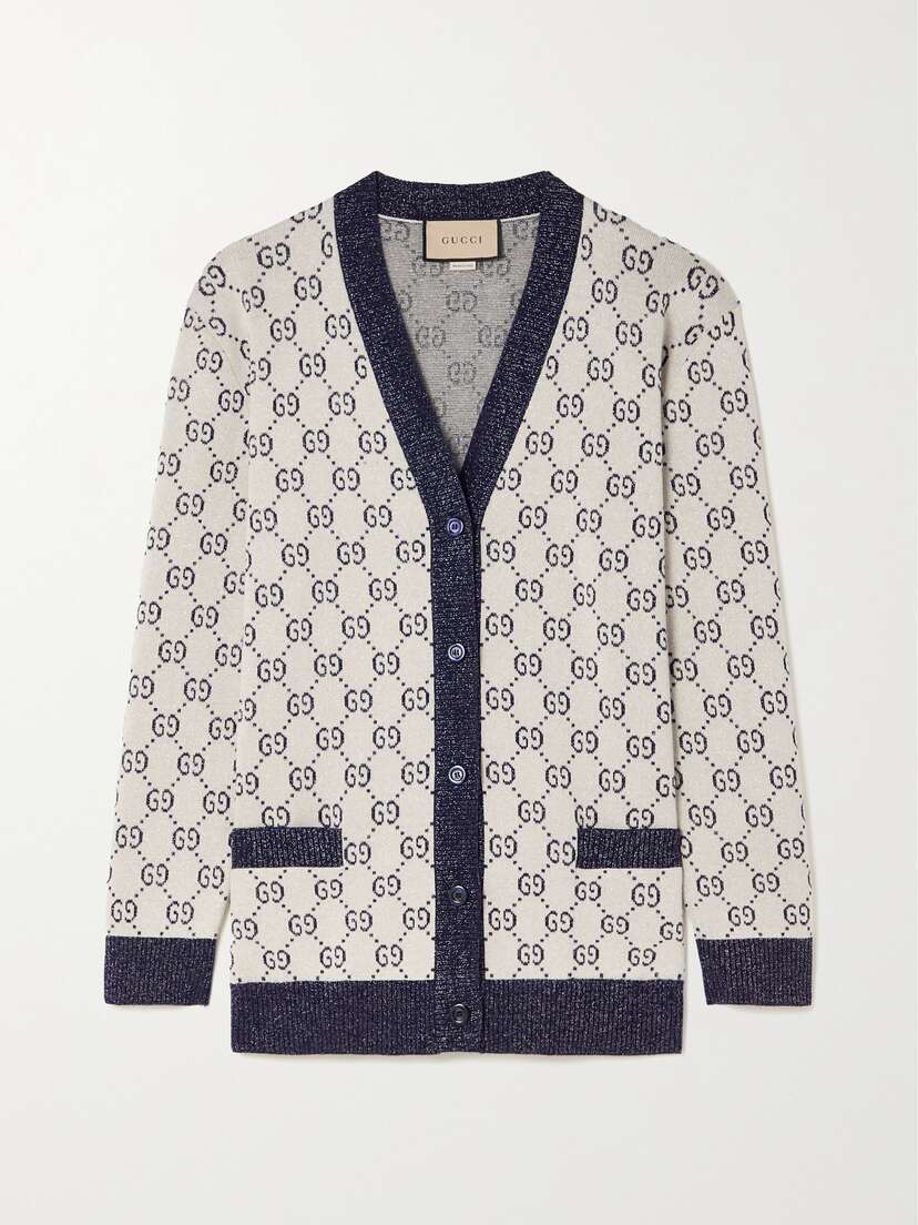 Gucci Love Parade Metallic Jacquard-knit Cotton-blend Cardigan