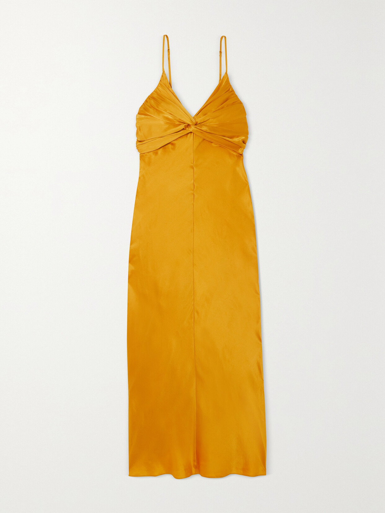 TOVE - Sofia Tie-detailed Draped Satin Midi Dress - Tan 22 Awaiting product image