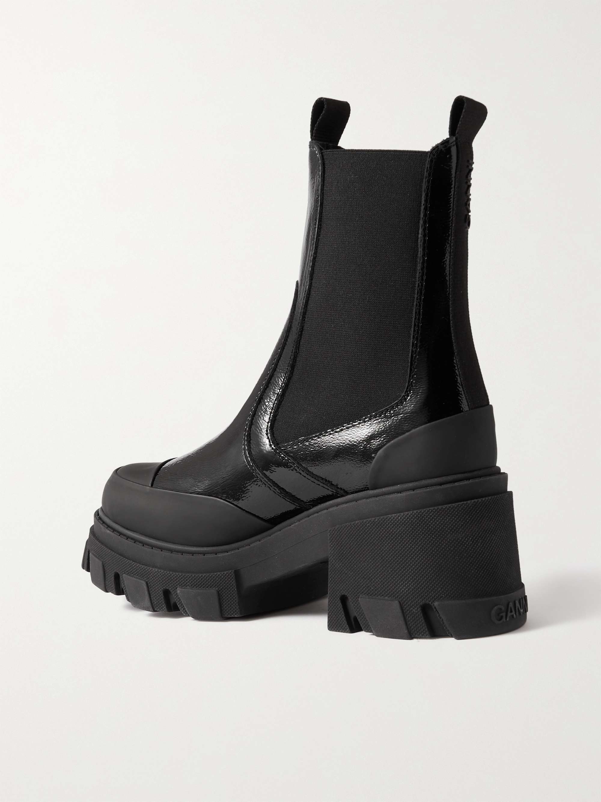 GANNI Patent-leather platform Chelsea boots