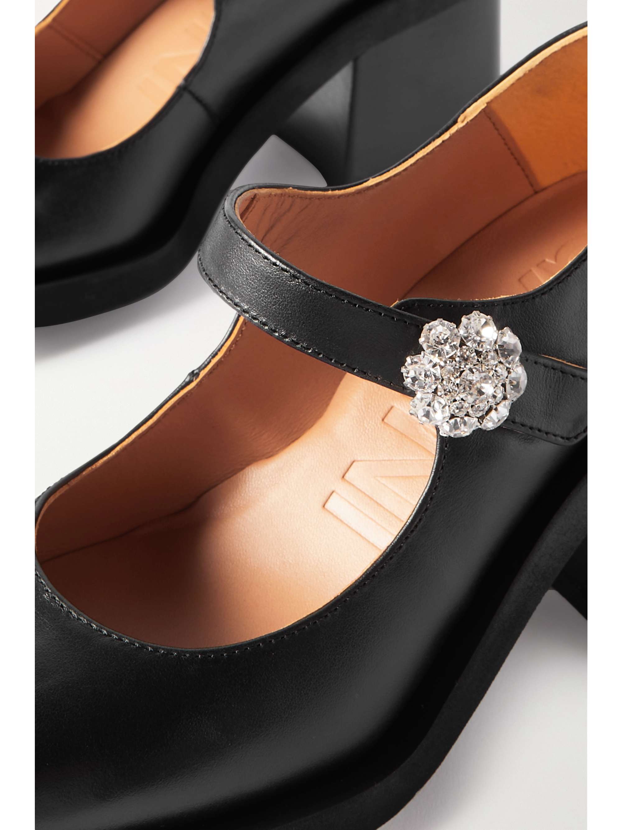 GANNI Embellished leather Mary Jane pumps | NET-A-PORTER