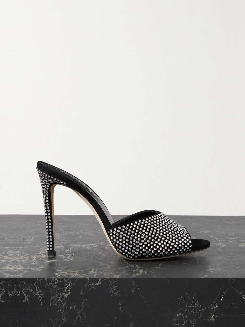 Paris Texas Holly Crystal-embellished Suede Mules