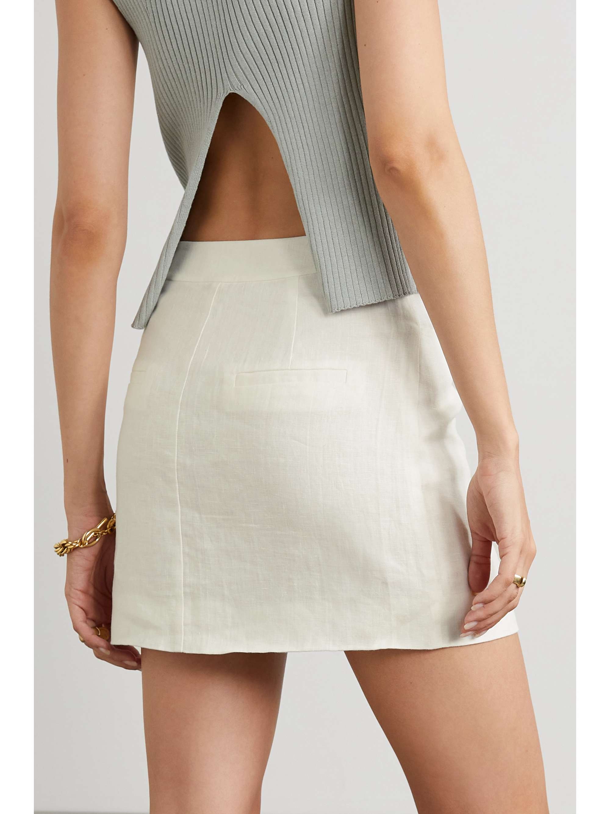white linen mini skirt