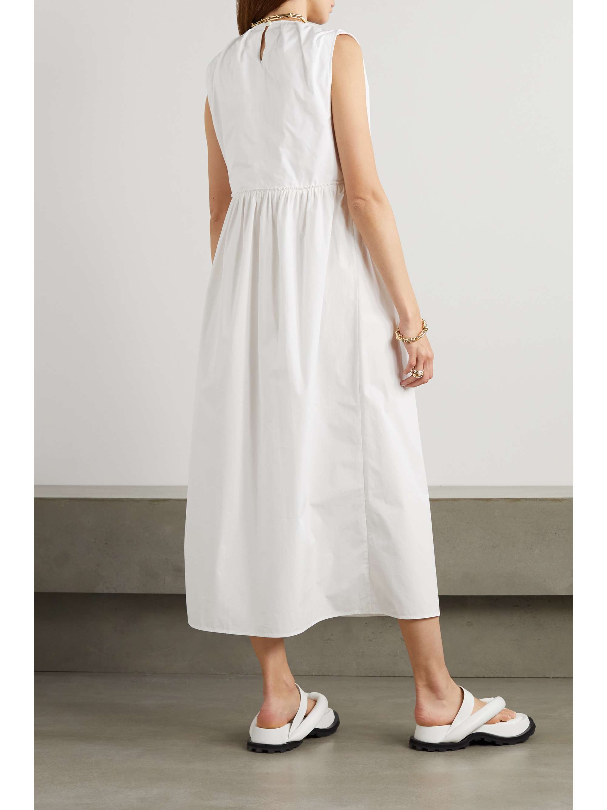 LOULOU DE SAISON Levantine pleated cotton-poplin midi dress