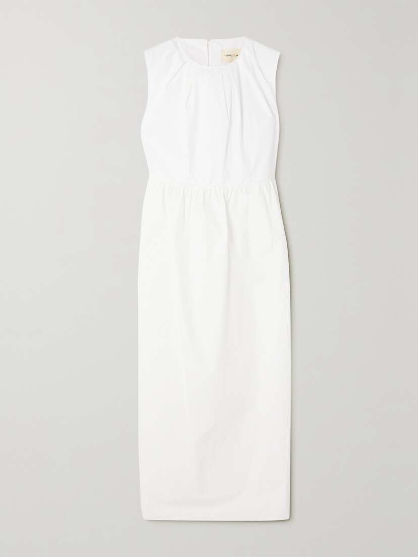 Loulou de Saison Levantine Pleated Cotton-poplin Midi Dress